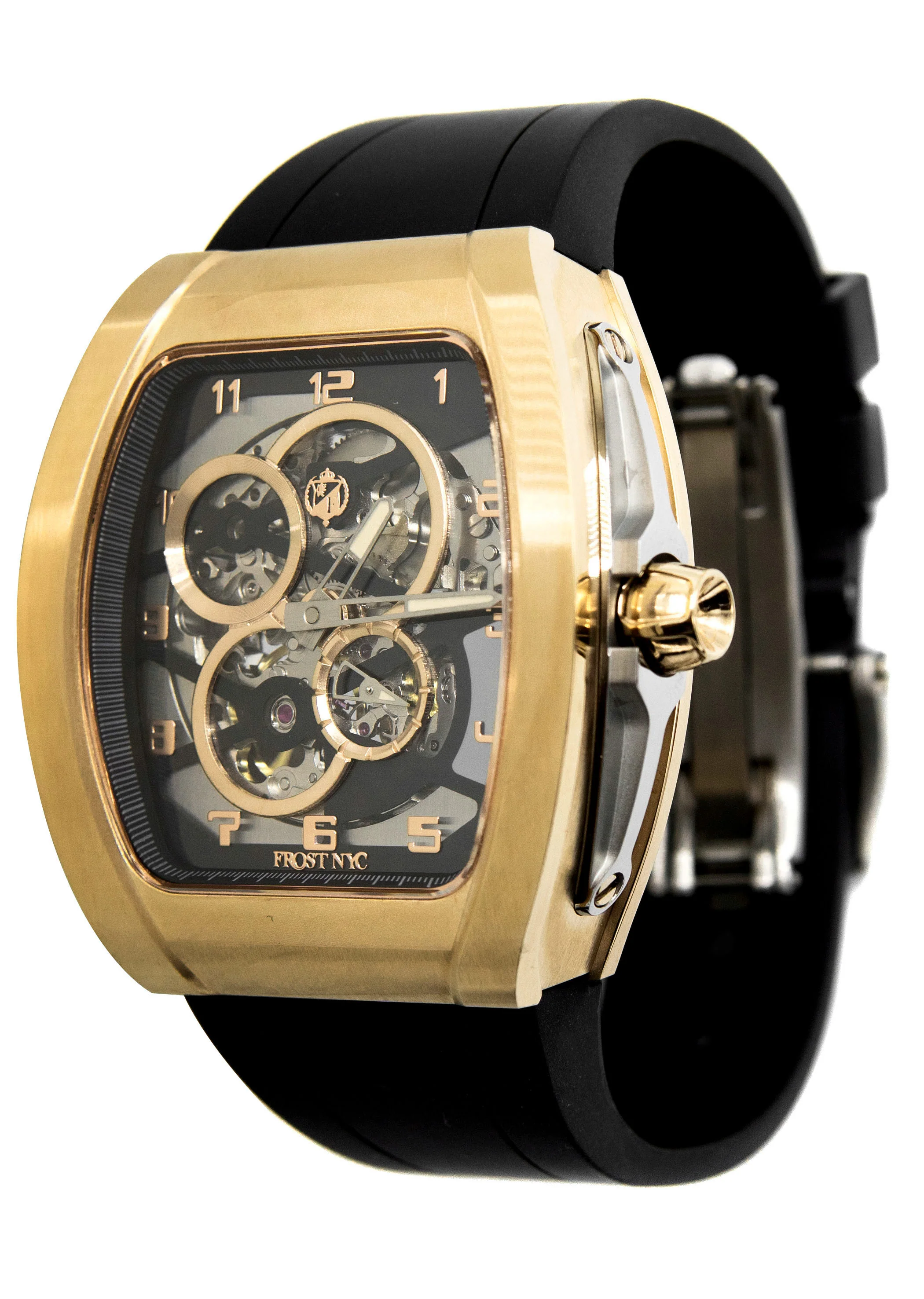 Frost NYC Mens Watch - Automatic  Skeleton Sport Gold Watch | FRST-01-CY| Black - Image 6