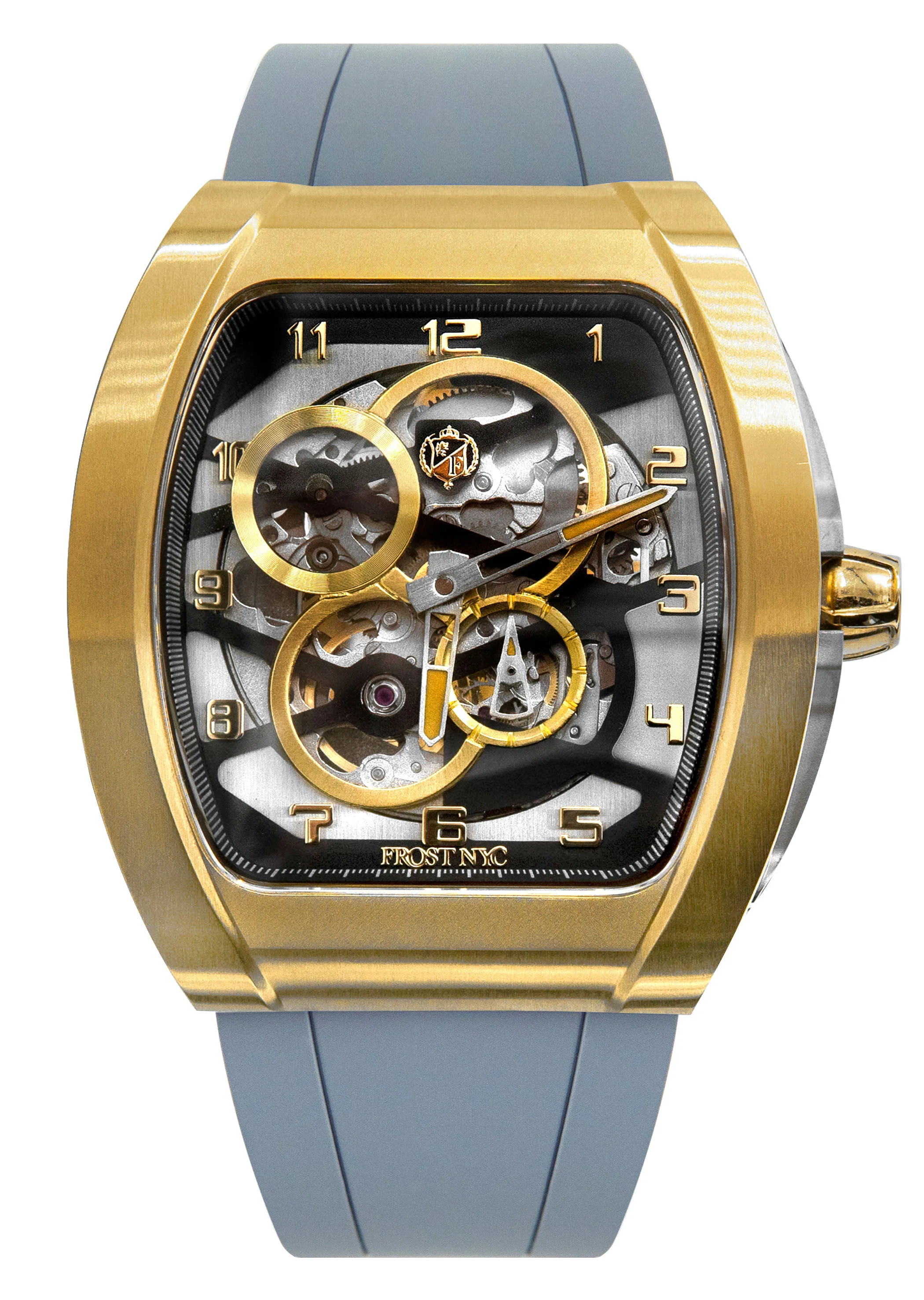 Frost NYC Mens Watch - Automatic  Skeleton Sport Gold Watch | FRST-01-CY | Gray