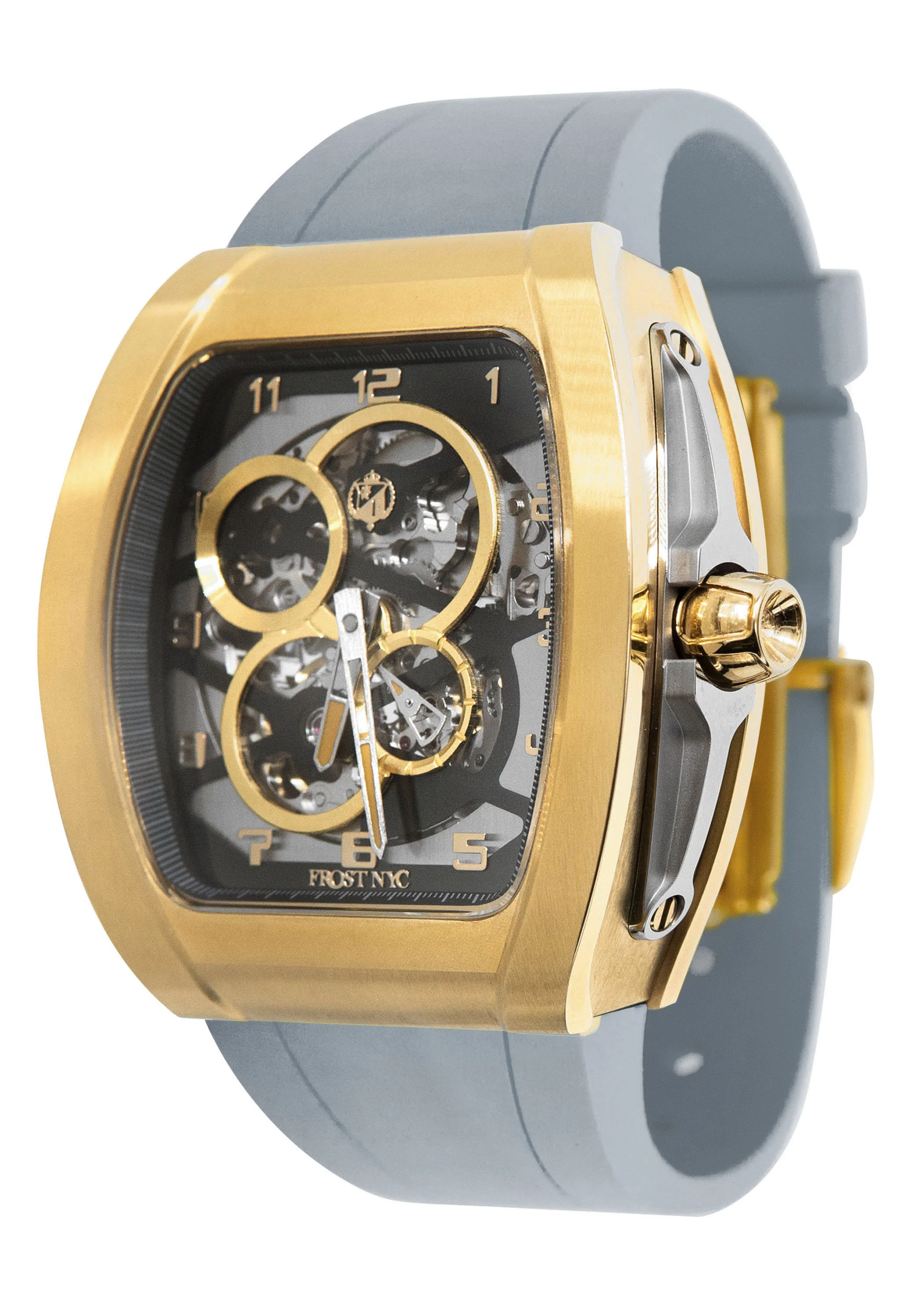 Frost NYC Mens Watch - Automatic  Skeleton Sport Gold Watch | FRST-01-CY | Gray - Image 6