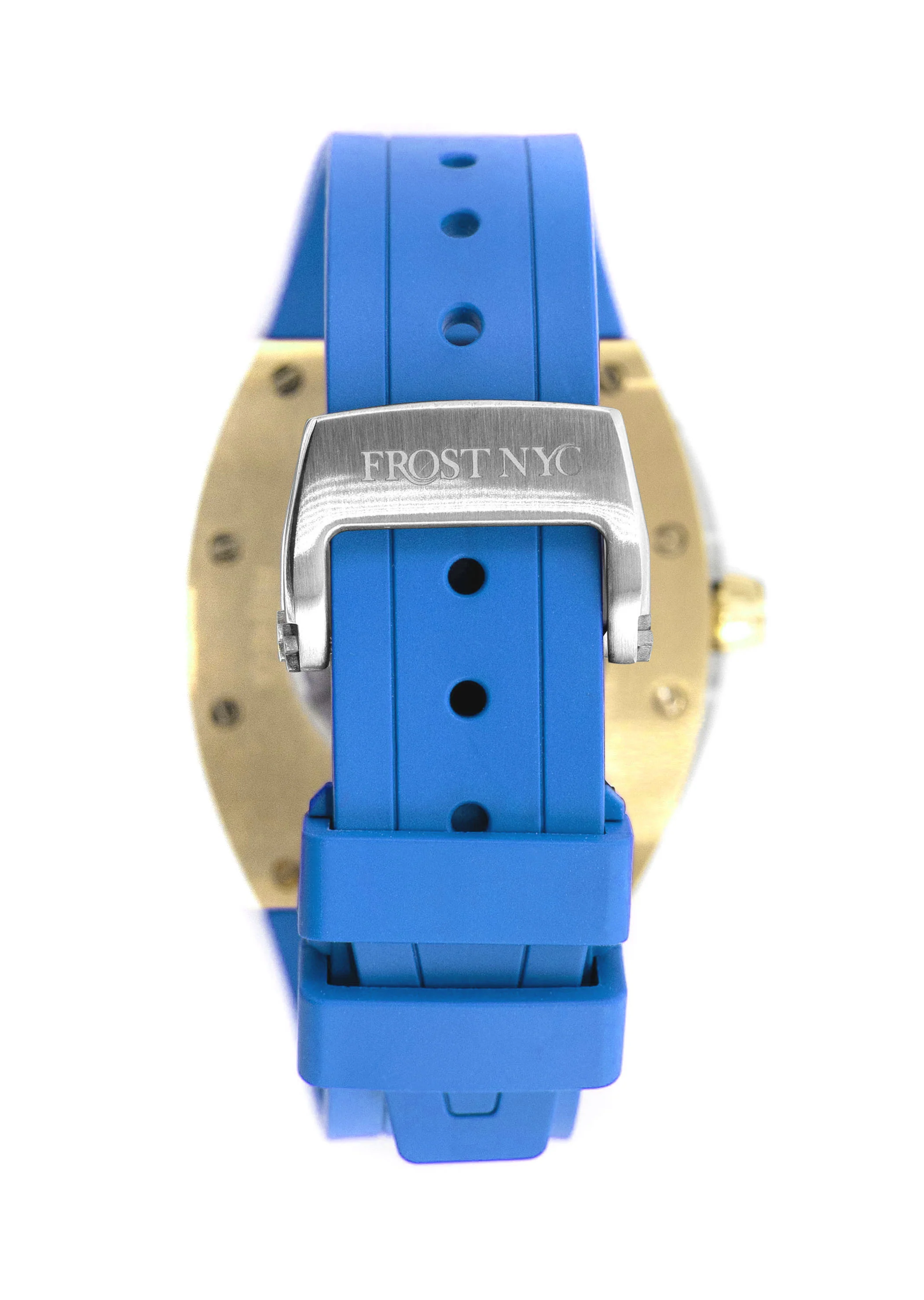 Frost NYC Mens Watch - Automatic  Skeleton Sport Gold Watch | FRST-01-CY| Blue - Image 7
