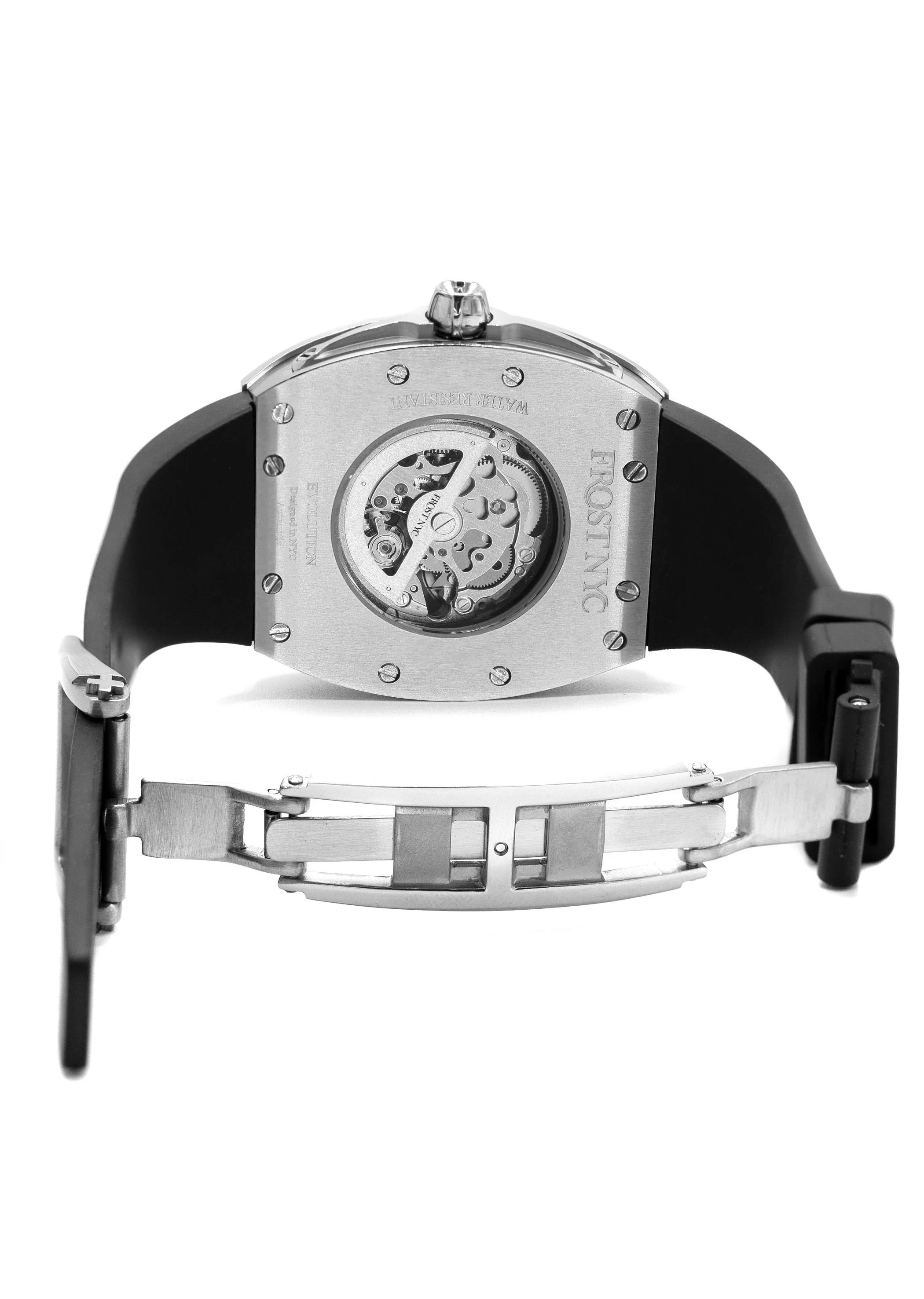 Frost NYC Mens Watch - Automatic Skeleton Stainless Steel Diamond Sport Watch | FRST-01-SS-D | Black - Image 7