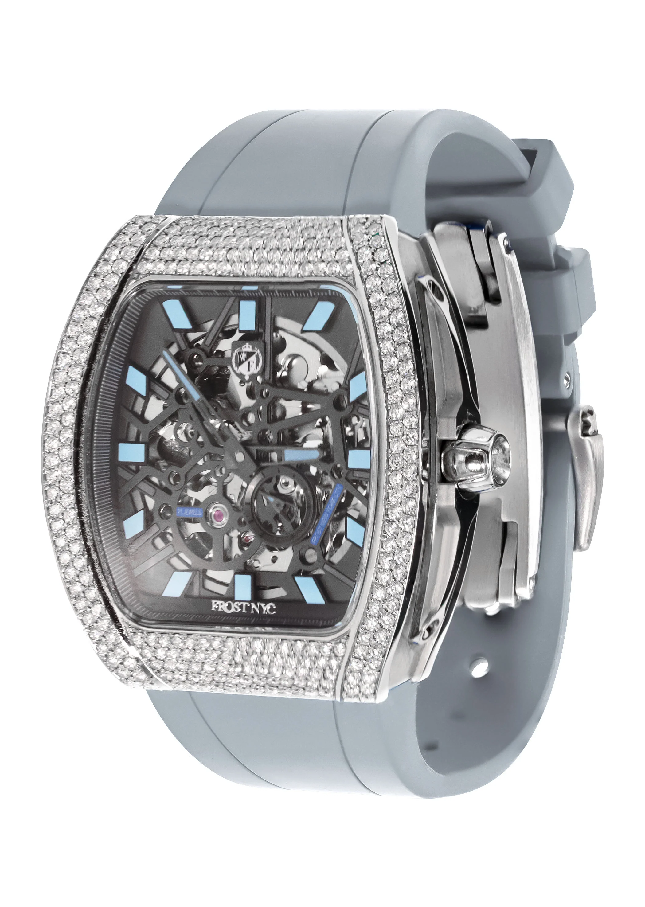 Frost NYC Mens Watch - Automatic Skeleton Stainless Steel Diamond Sport Watch | FRST-01-SS-D | Gray - Image 4