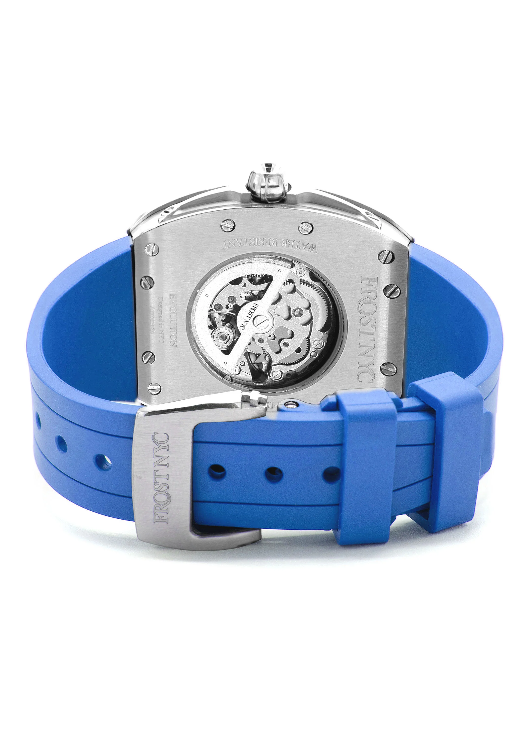 Frost NYC Mens Watch - Automatic Skeleton Stainless Steel Sport Watch | FRST-01-SS | Blue - Image 10
