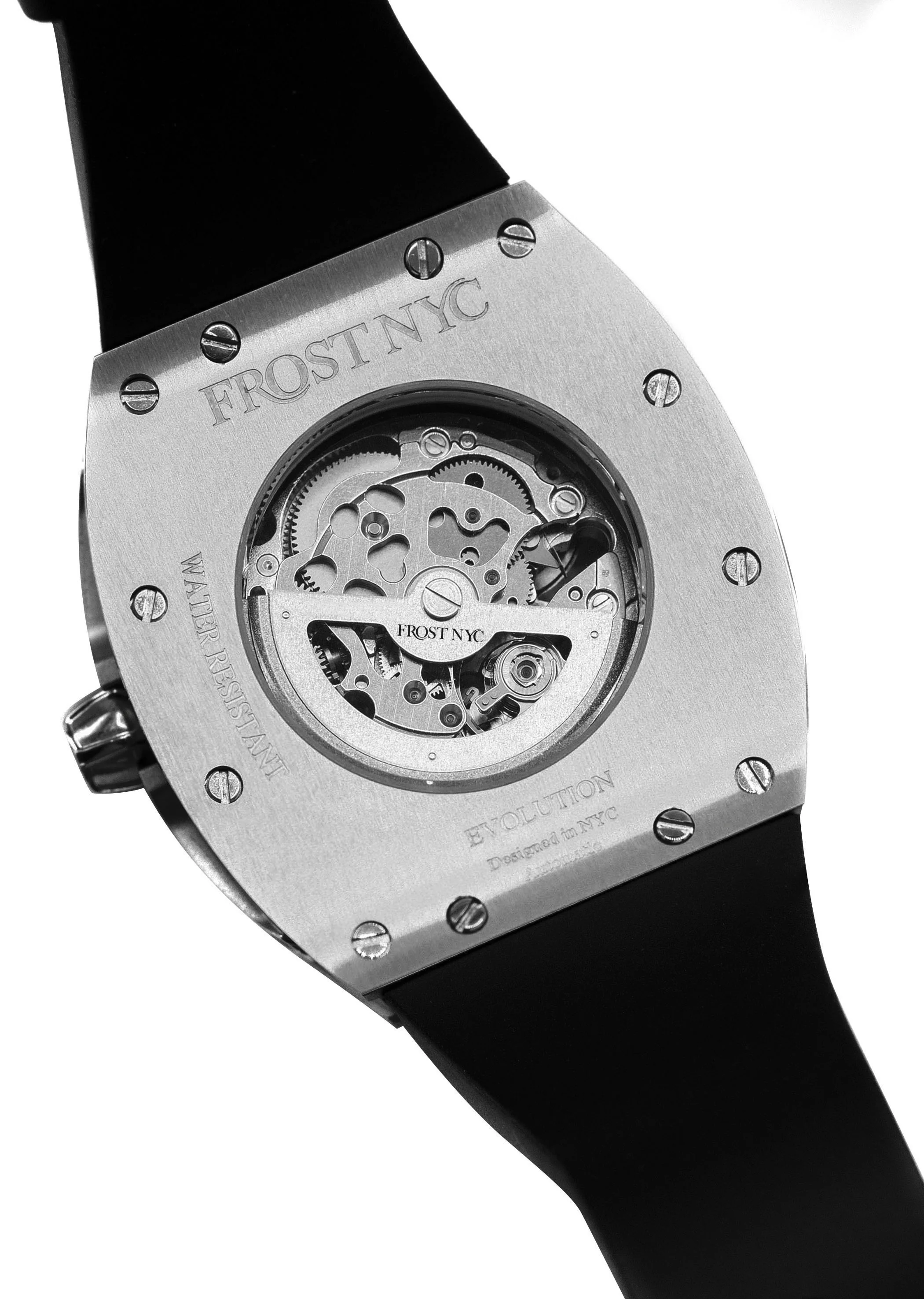 Frost NYC Mens Watch - Automatic Skeleton Stainless Steel Sport Watch | FRST-01-SS | Black - Image 8