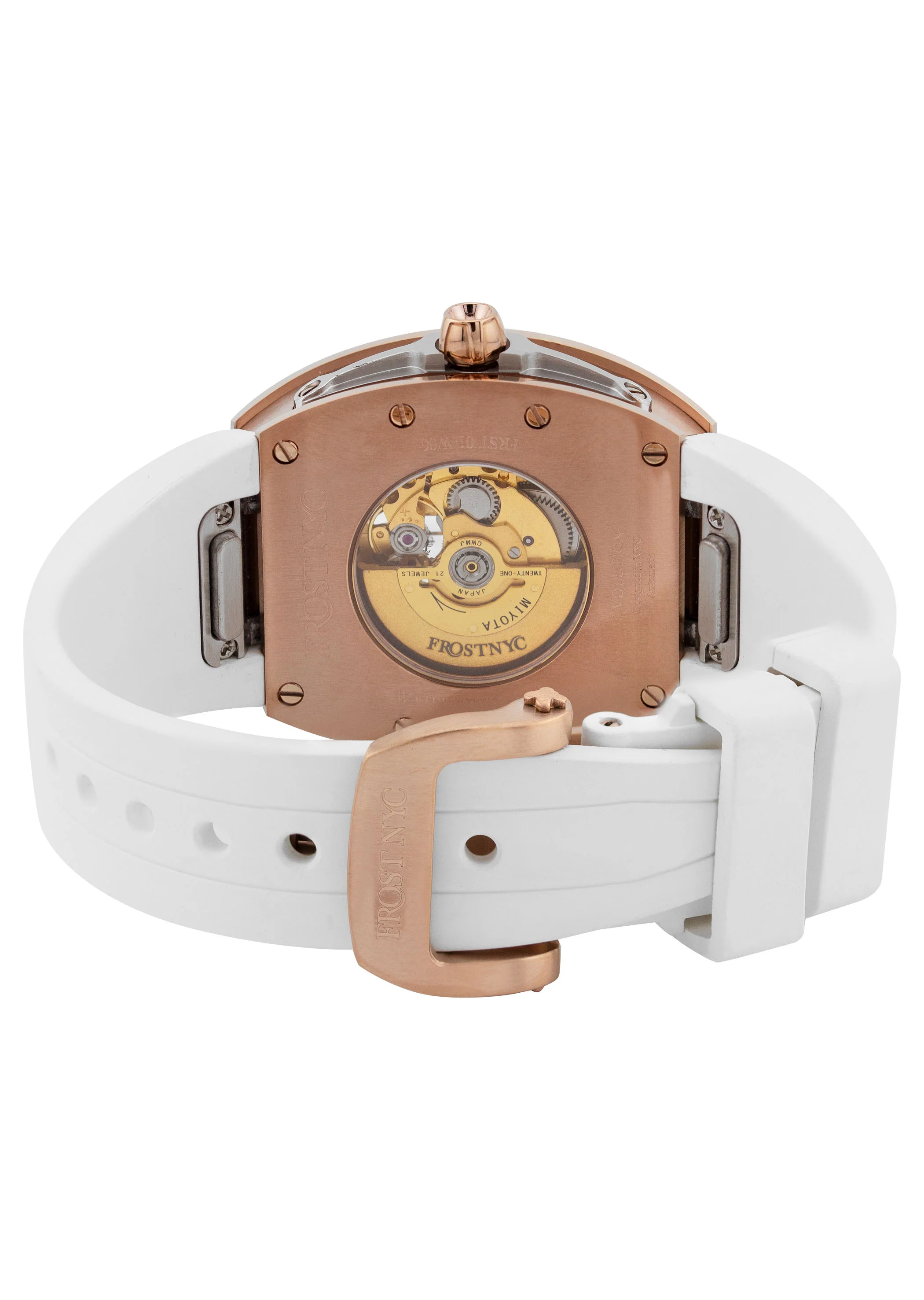 Frost NYC Womens Watch - Automatic White Dial Sapphire Skeleton Rose Gold | WFRST-01-TS-R White Band | Pre - Sale - Image 10