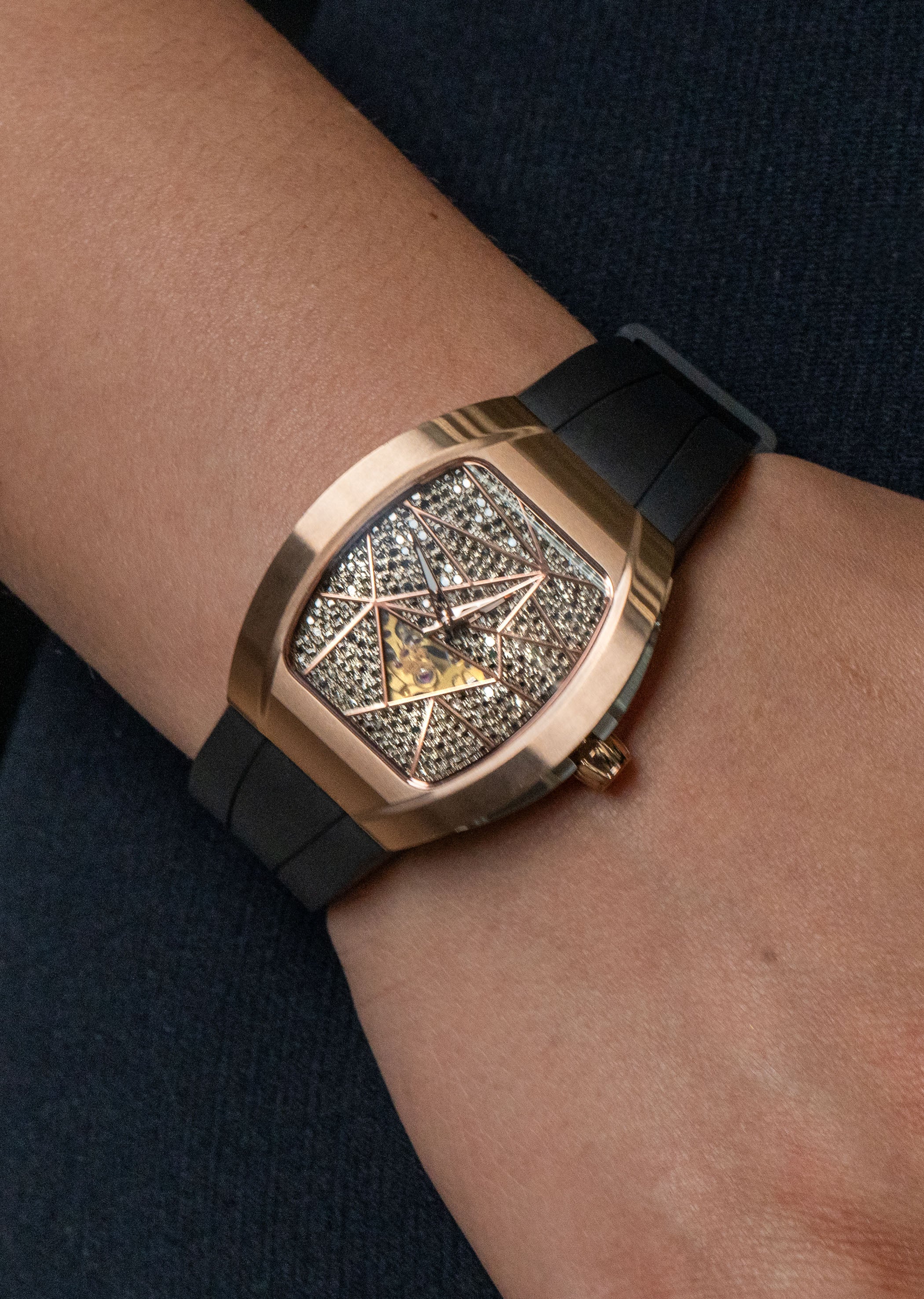 Frost NYC Diamond Evolution Women's Watch - Automatic Skeleton Rose Triangle | WFRST-01-TD-R Black Band | Pre - Sale - Image 2