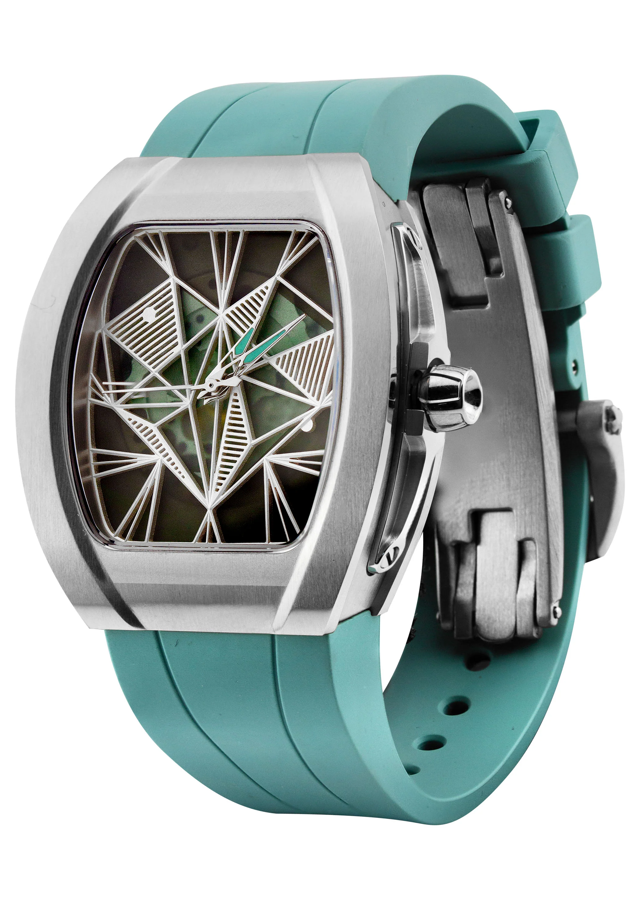Frost NYC Evolution Women's Watch - Automatic Skeleton Steel Caged Heart | WFRST-01-H-S Turquoise Band | Pre - Sale - Image 6