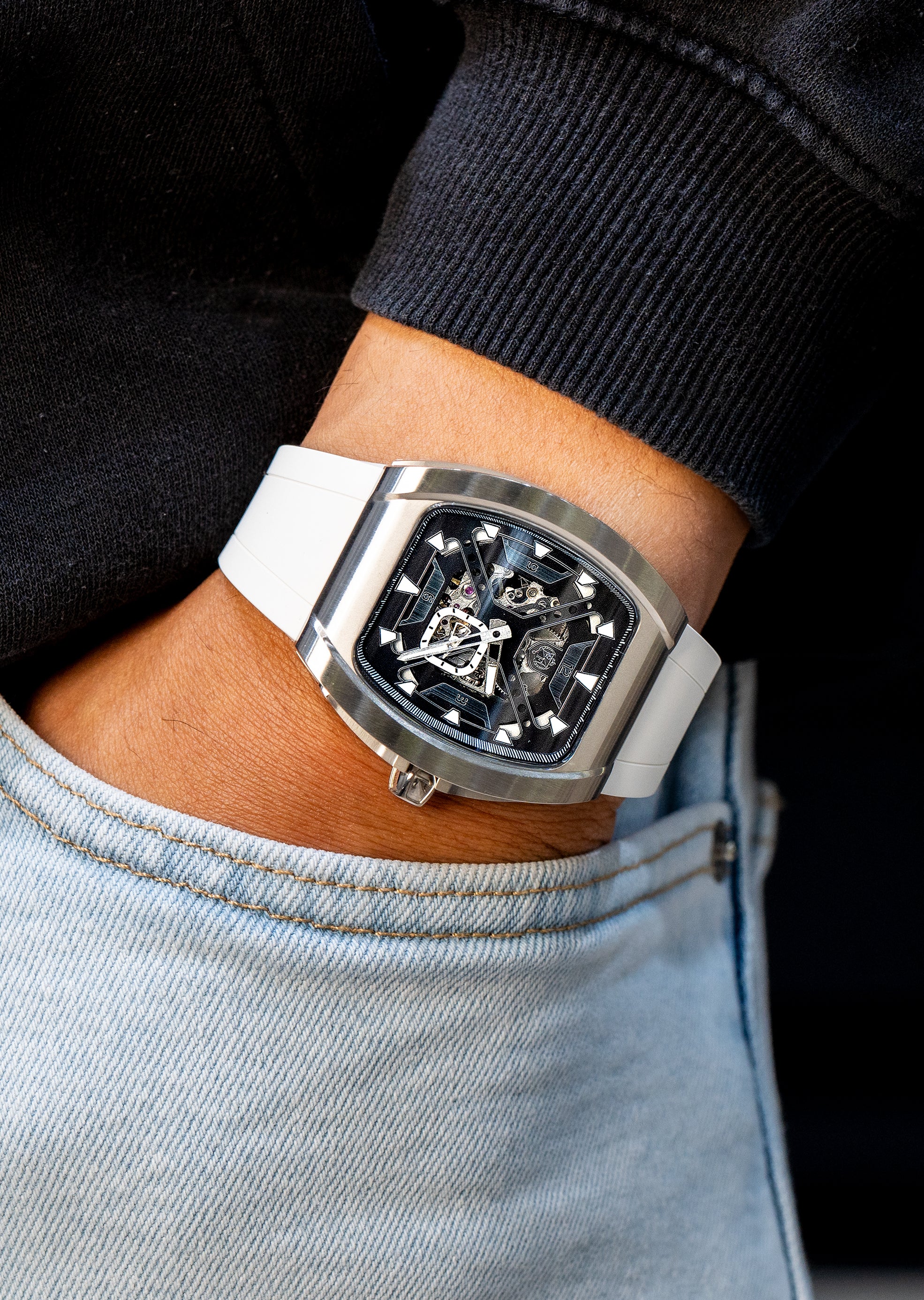 Frost NYC Mens Watch - Automatic Skeleton Stainless Steel Sport Watch | FRST-01-XS | White - Image 2