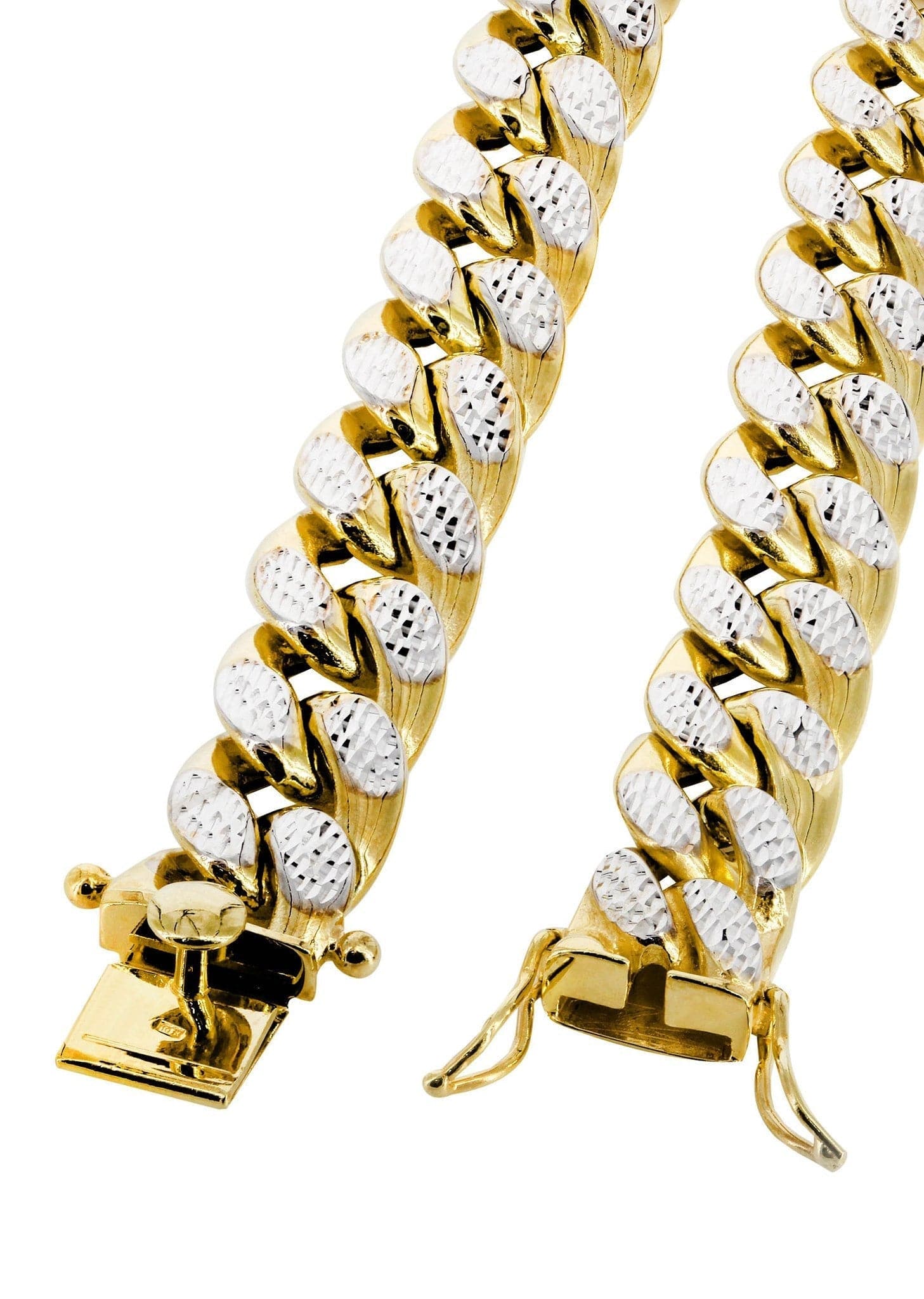Gold Chain - Mens Semi Solid Diamond Cut Miami Cuban Link Chain 10K/14K Gold - Image 4
