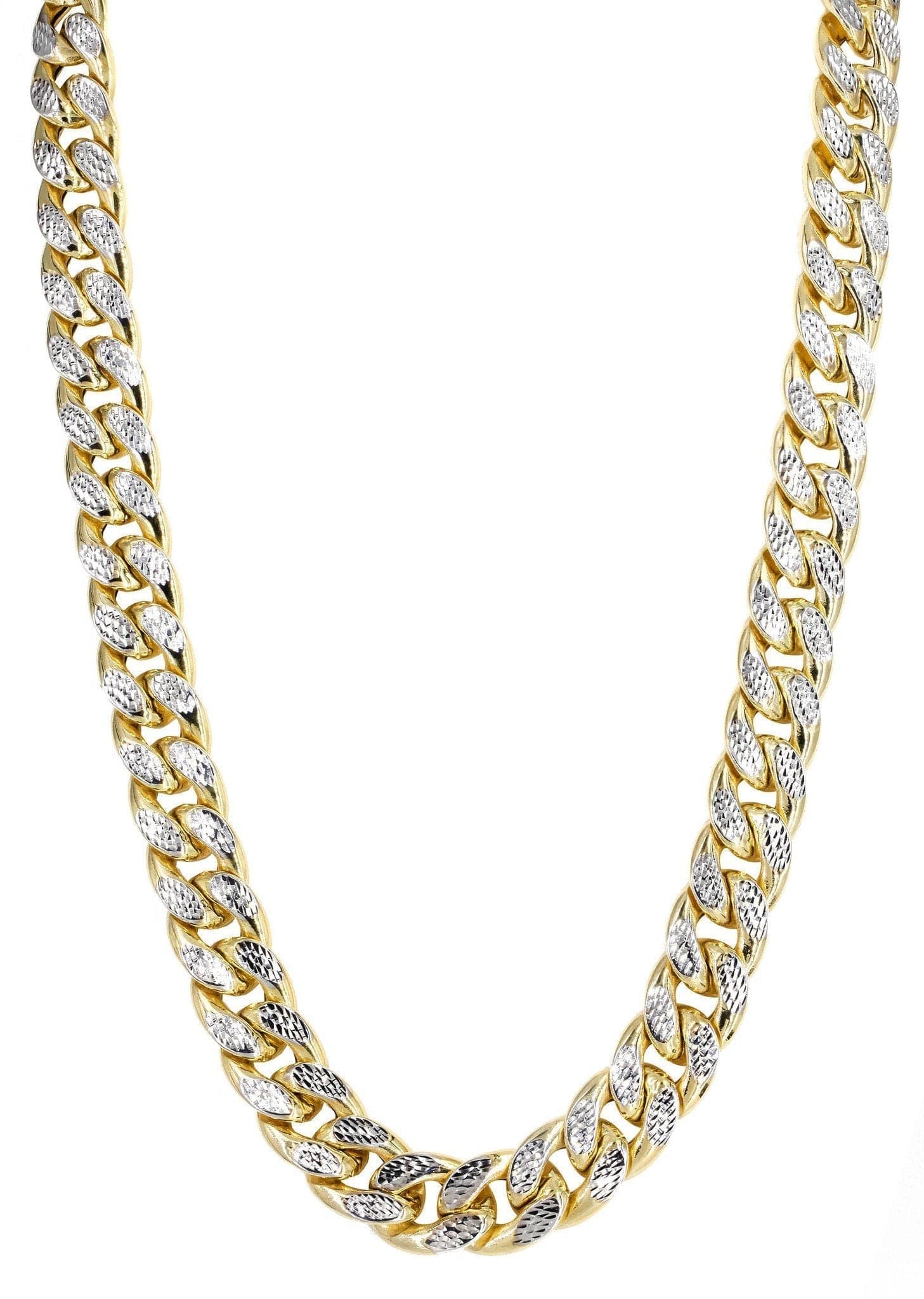 Gold Chain - Womens Semi Solid  Diamond Cut Miami Cuban Link Chain 10K/14K Gold - Image 3