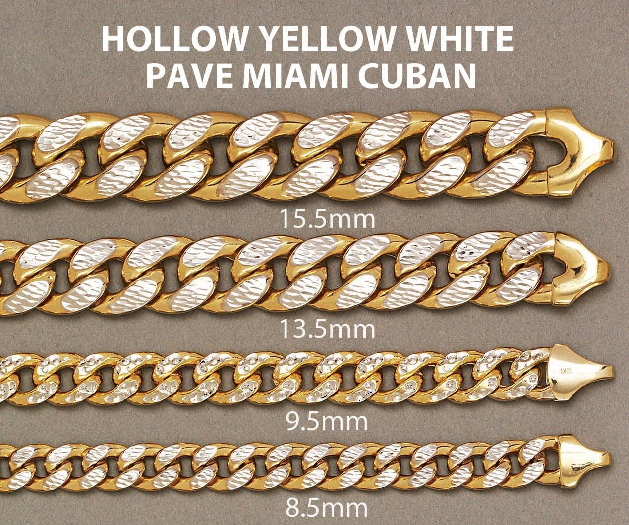 Gold Chain - Womens Semi Solid  Diamond Cut Miami Cuban Link Chain 10K/14K Gold - Image 5