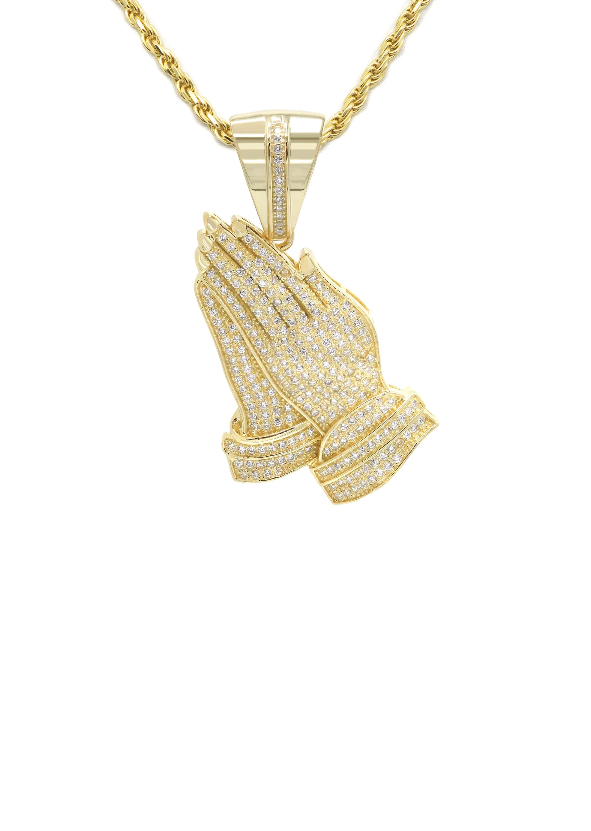 Silver Necklace - Gold Praying Hand Necklace | 18.6 Grams - Image 2