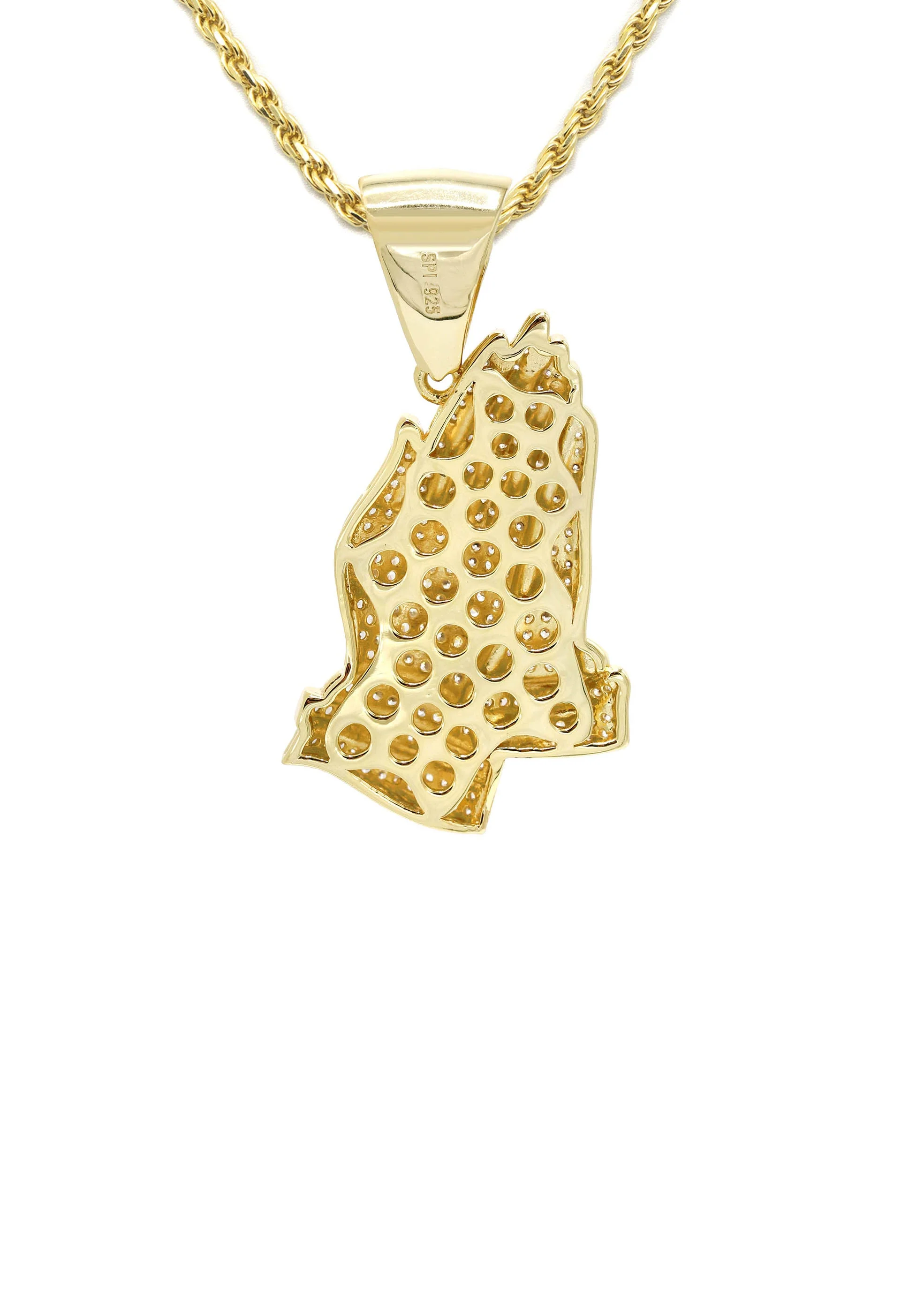 Silver Necklace - Gold Praying Hand Necklace | 18.6 Grams - Image 3