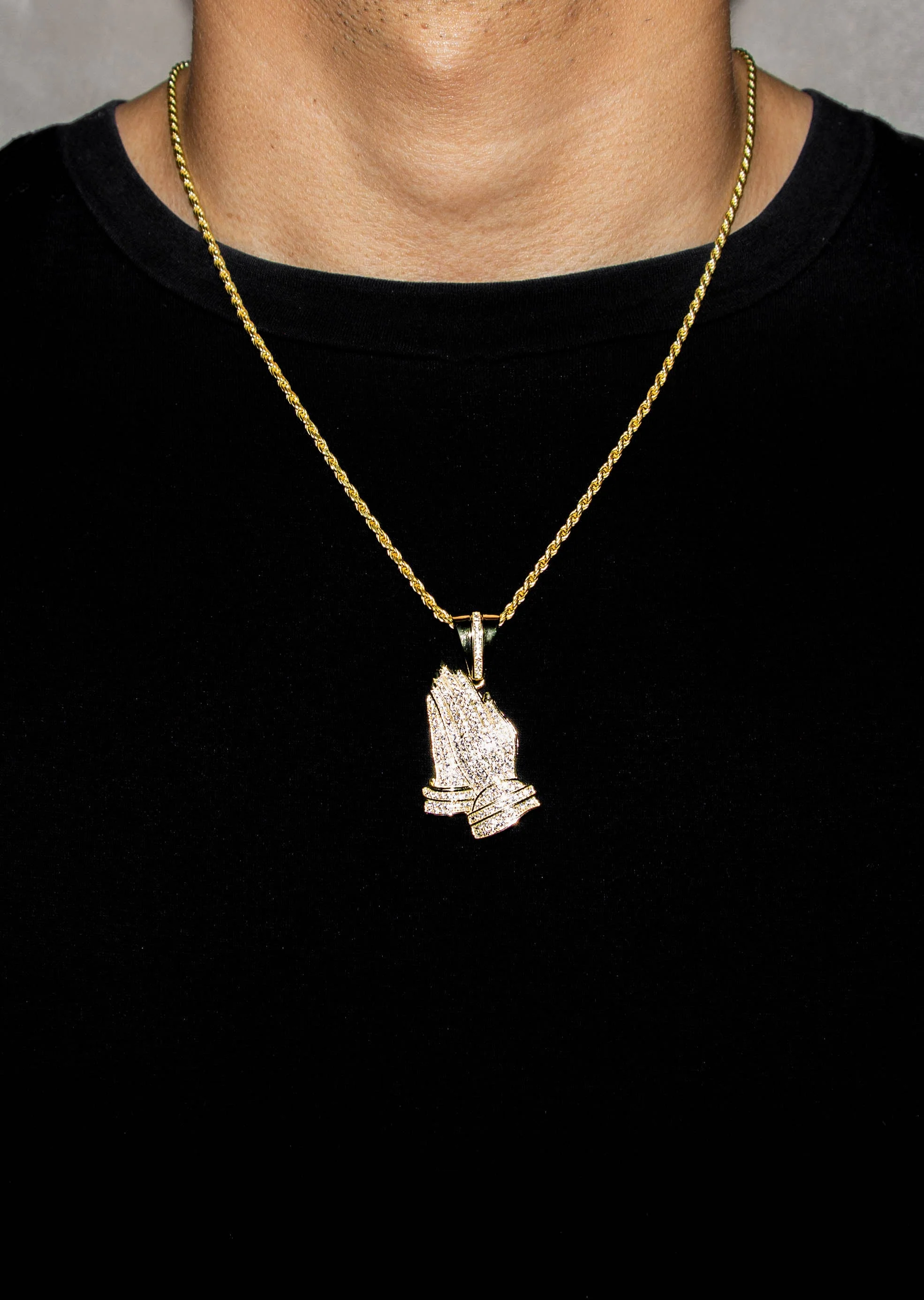 Silver Necklace - Gold Praying Hand Necklace | 18.6 Grams - Image 5