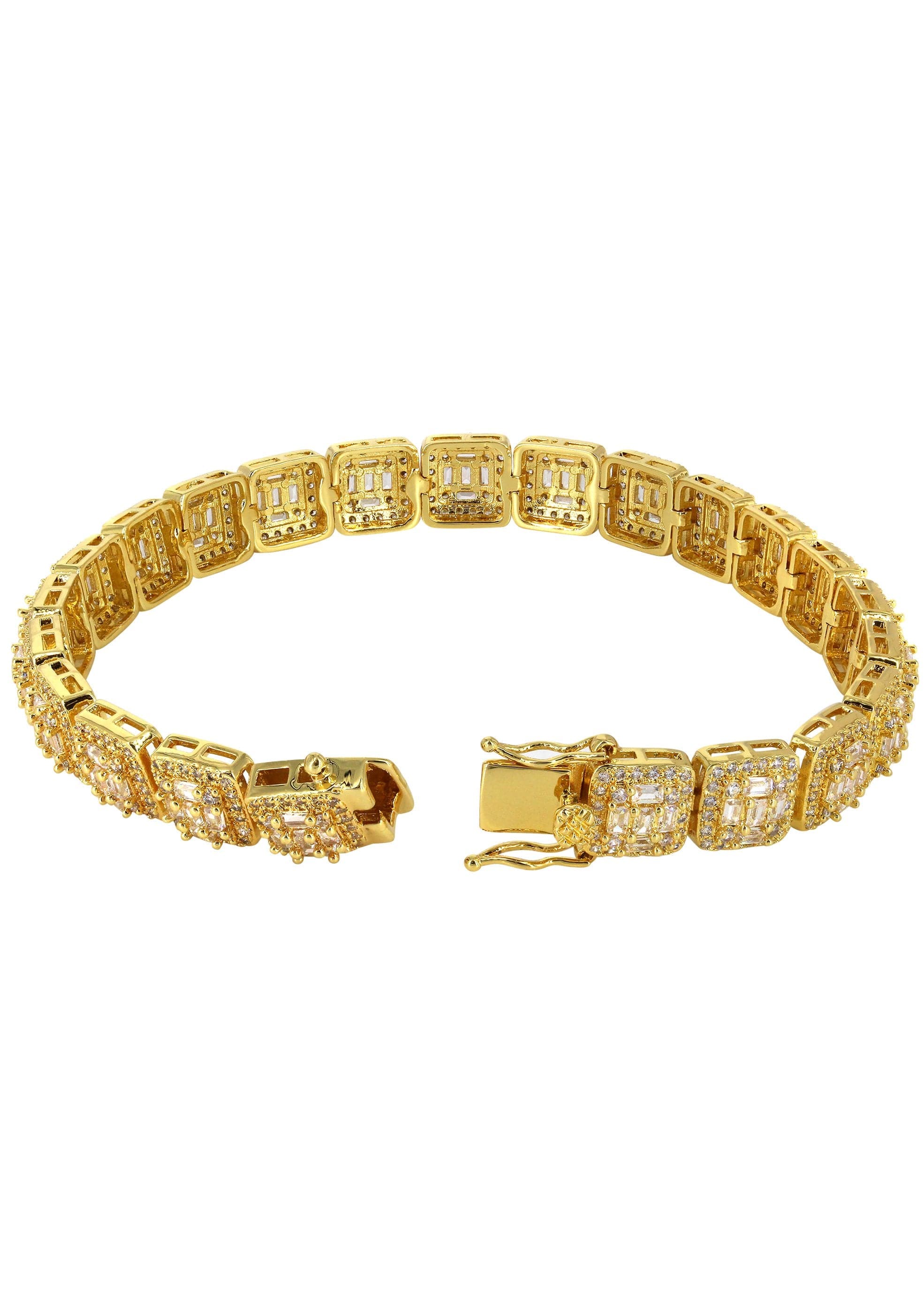 Gold Plated Iced Out Square Cluster Bracelet - Image 2