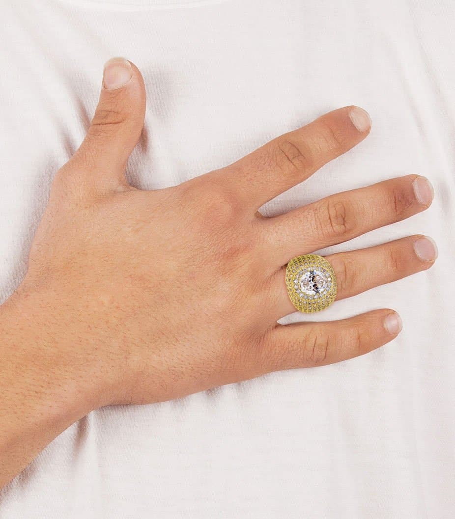 Gold Plated Clear Crystal Ring | 13.8 Grams - Image 4
