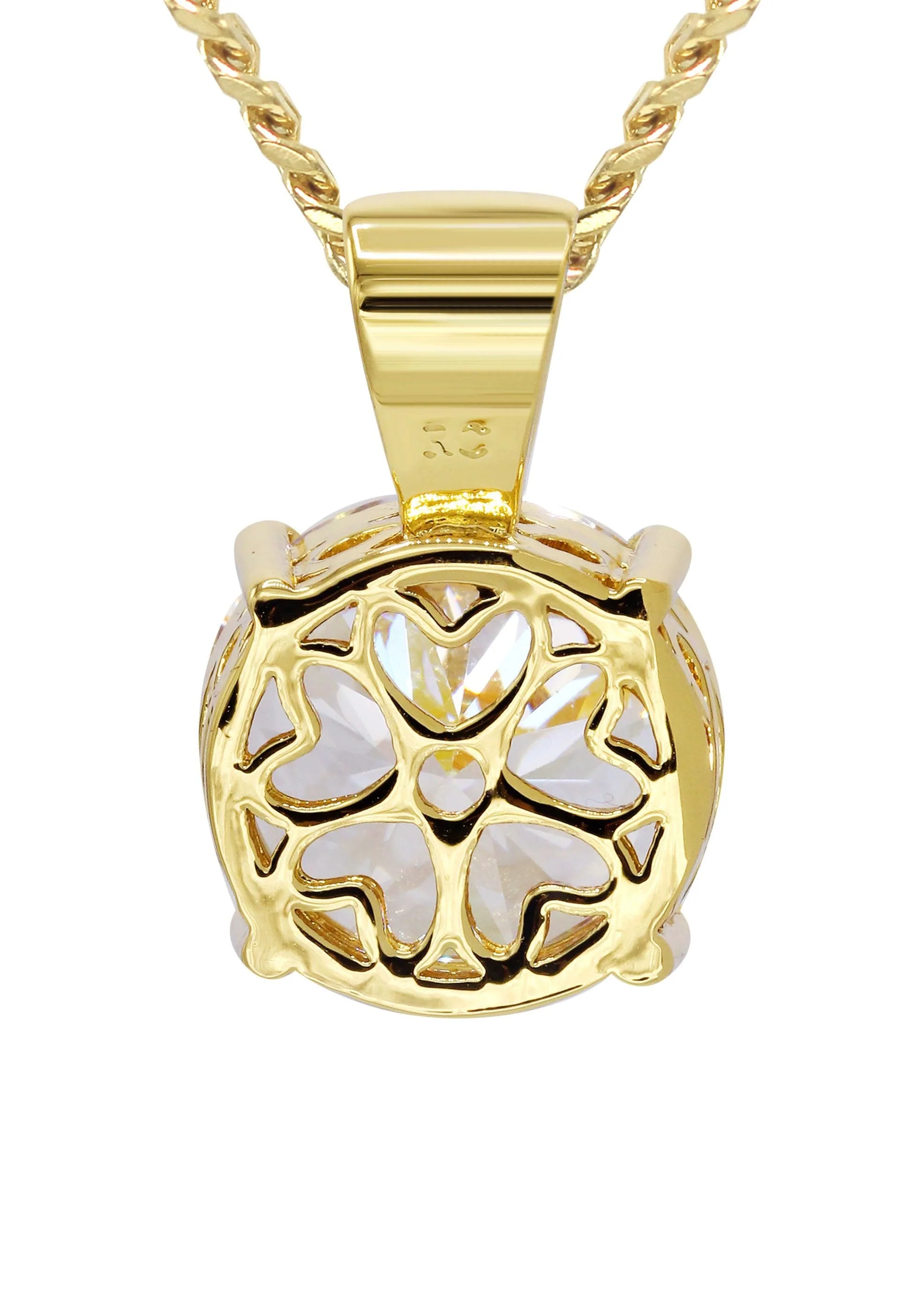 Mens Gold Plated Cuban Link Chain & Cubic Zirconia Pendant | Appx. 16.3 Grams - Image 3