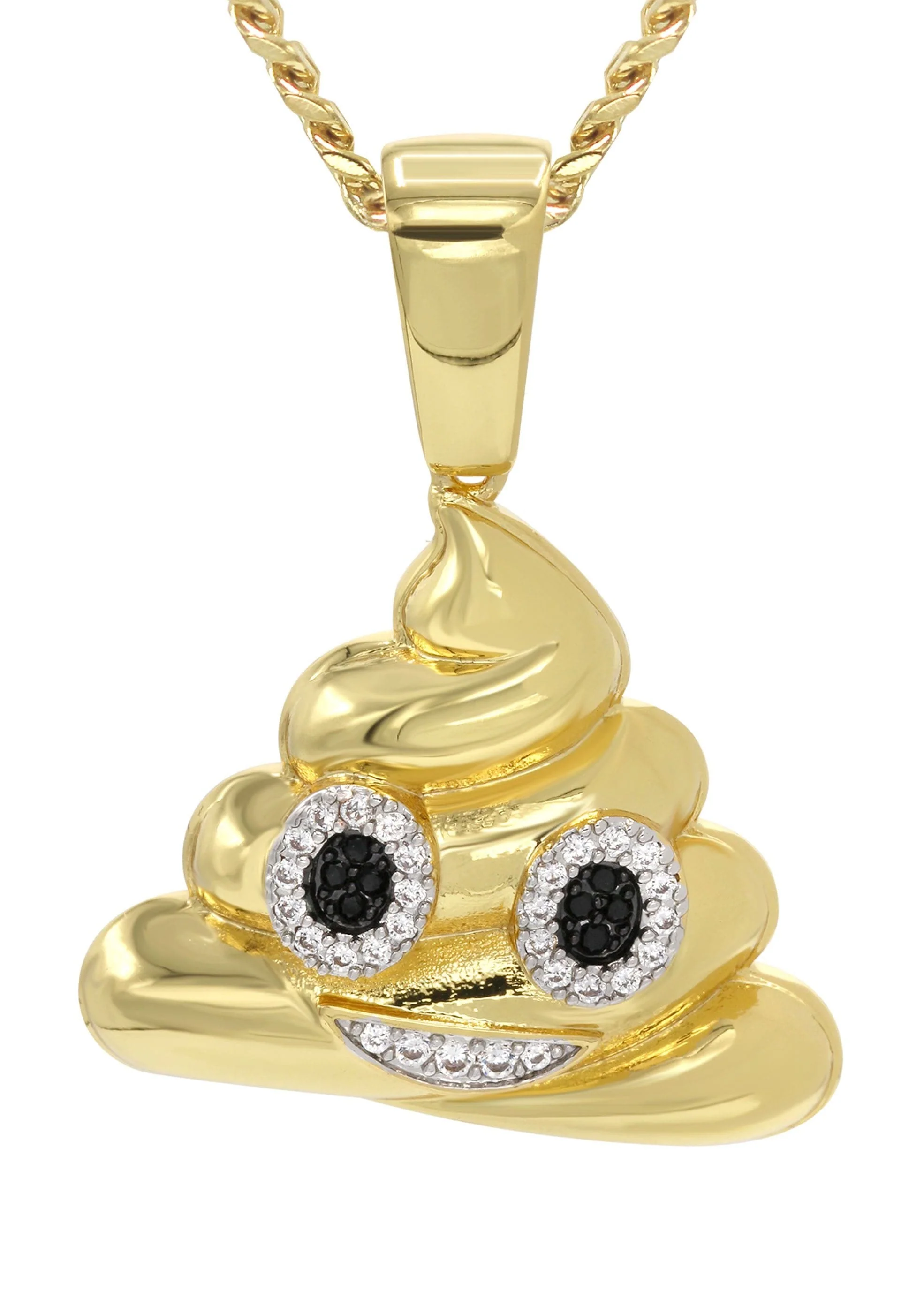 Mens Gold Plated Cuban Link Chain & Emoji Pendant | Appx. 17 Grams - Image 2