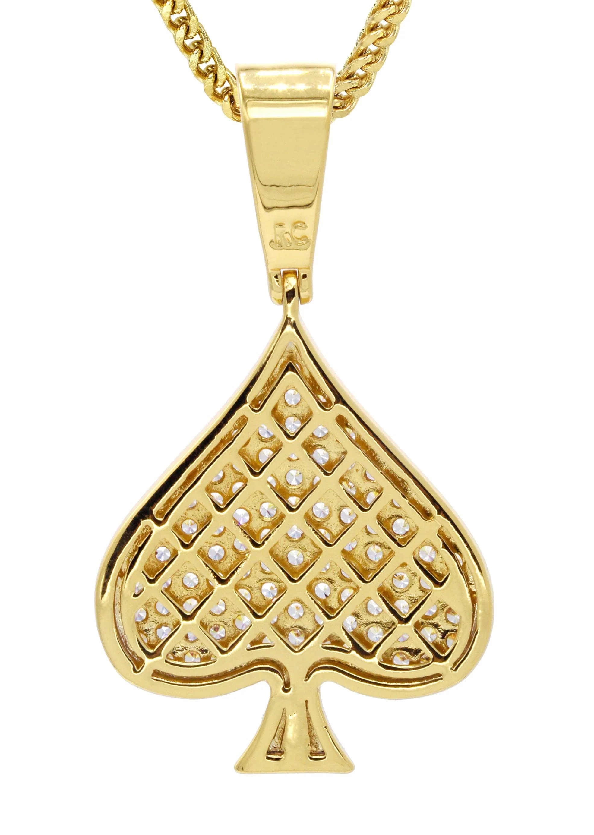 Mens Gold Plated Franco Chain & Ace of Spades Pendant | Appx. 15.9 Grams - Image 3