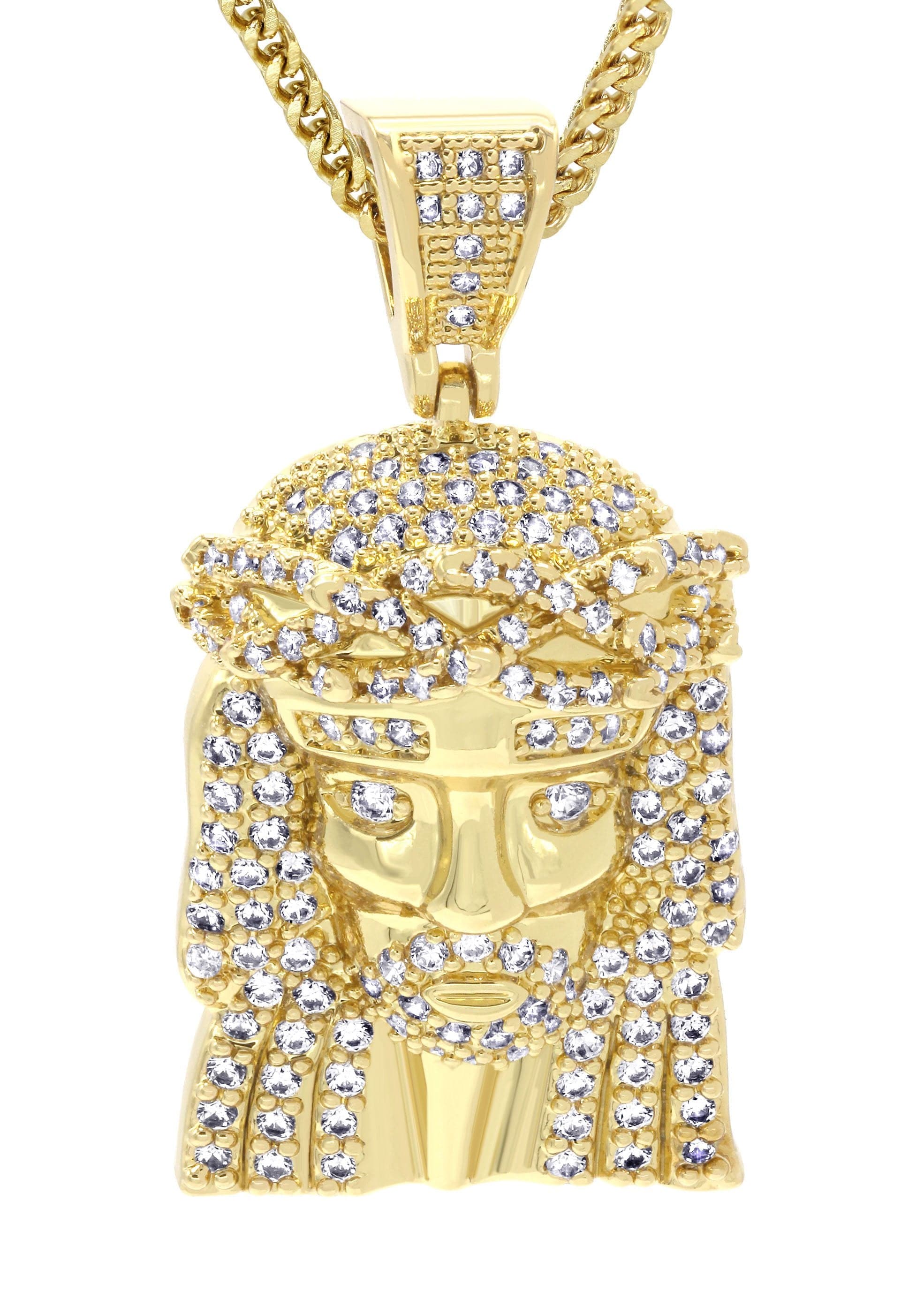 Mens Gold Plated Franco Chain & Jesus Piece Chain | Appx. 15.2 Grams - Image 2