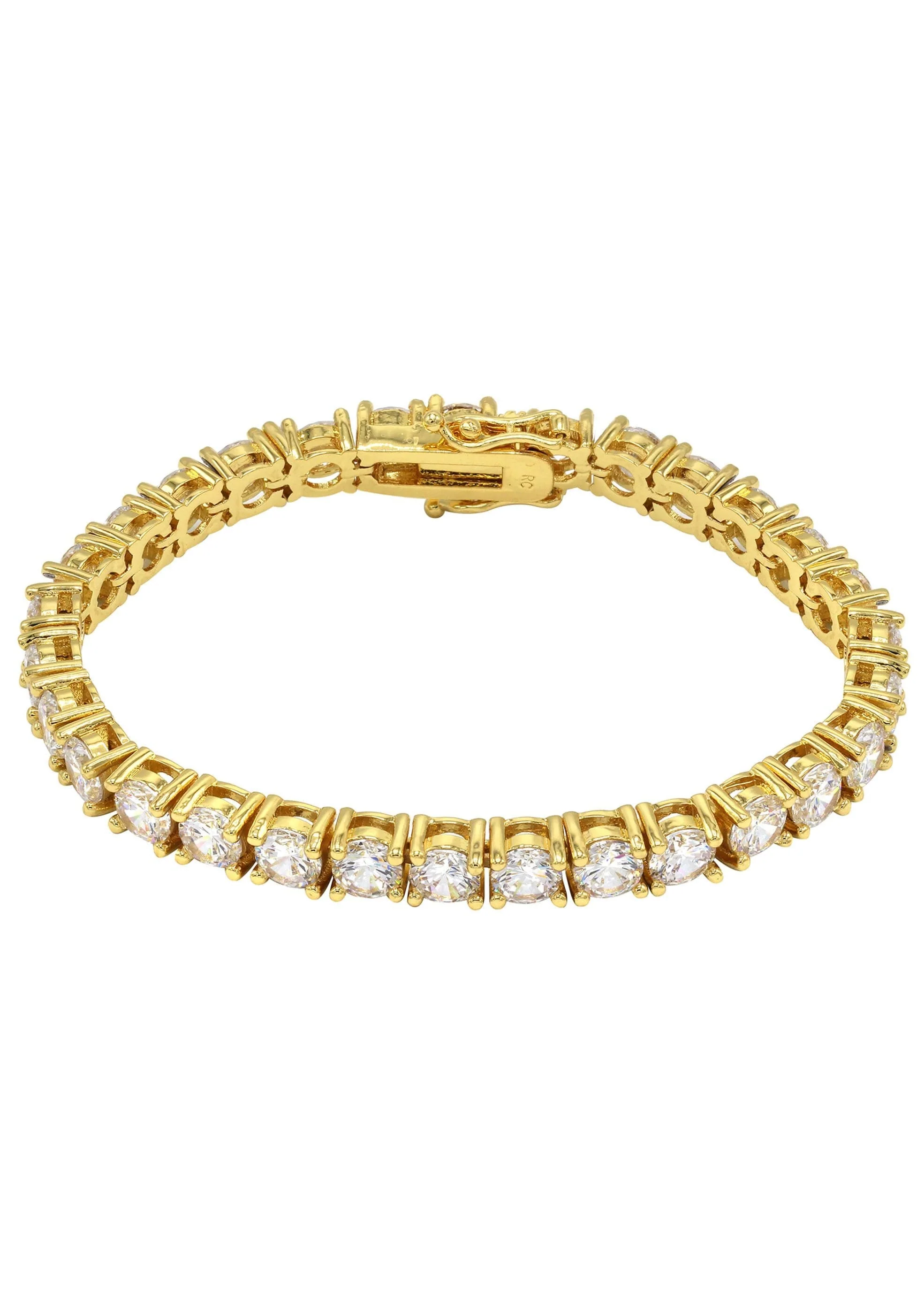 Gold Plated Iced Out Tennis Chain & Bracelet ( 4 Mm ) - Image 4