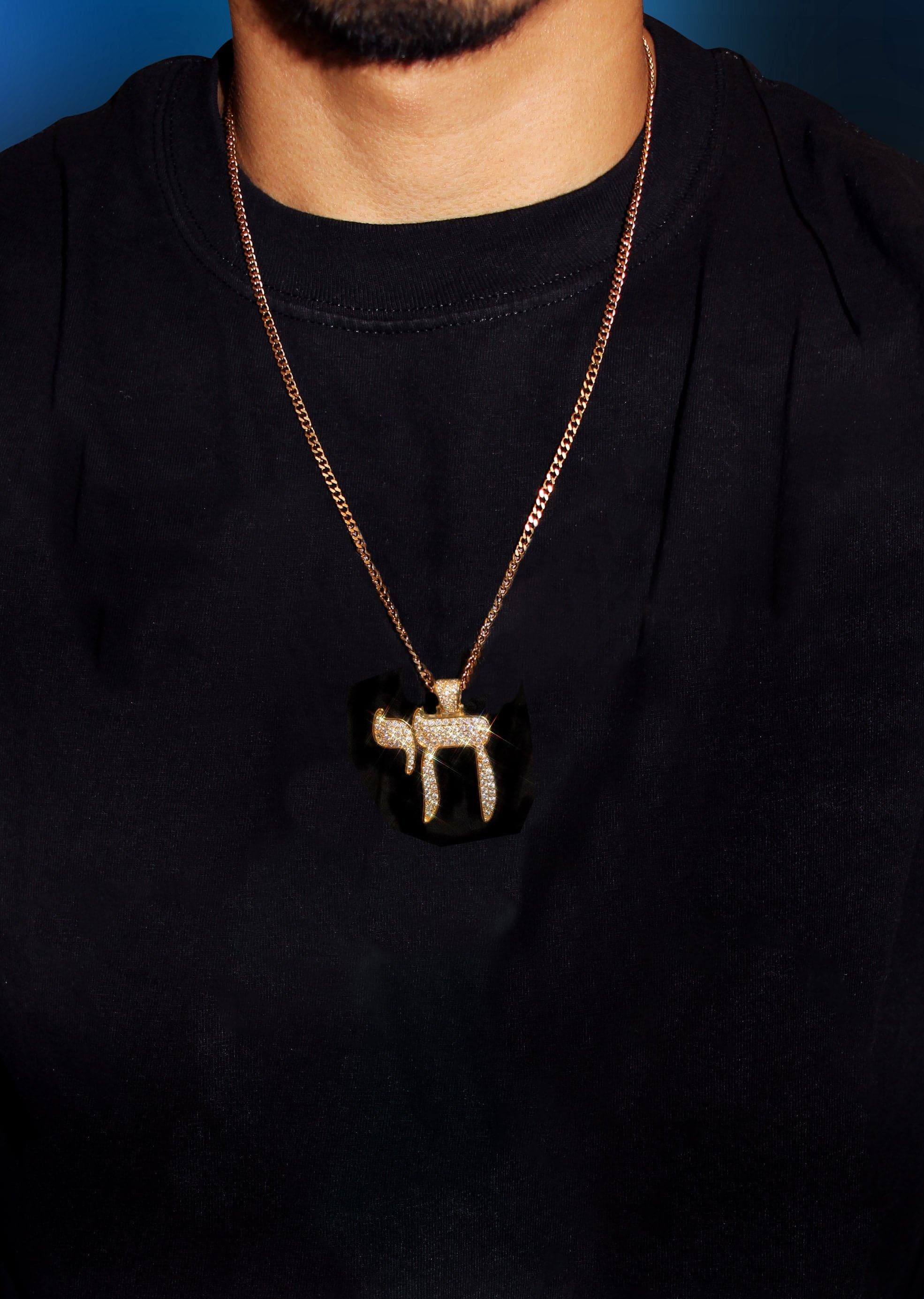Mens Gold Plated Rope Chain & Chai  Pendant | Appx. 19.4 Grams - Image 5