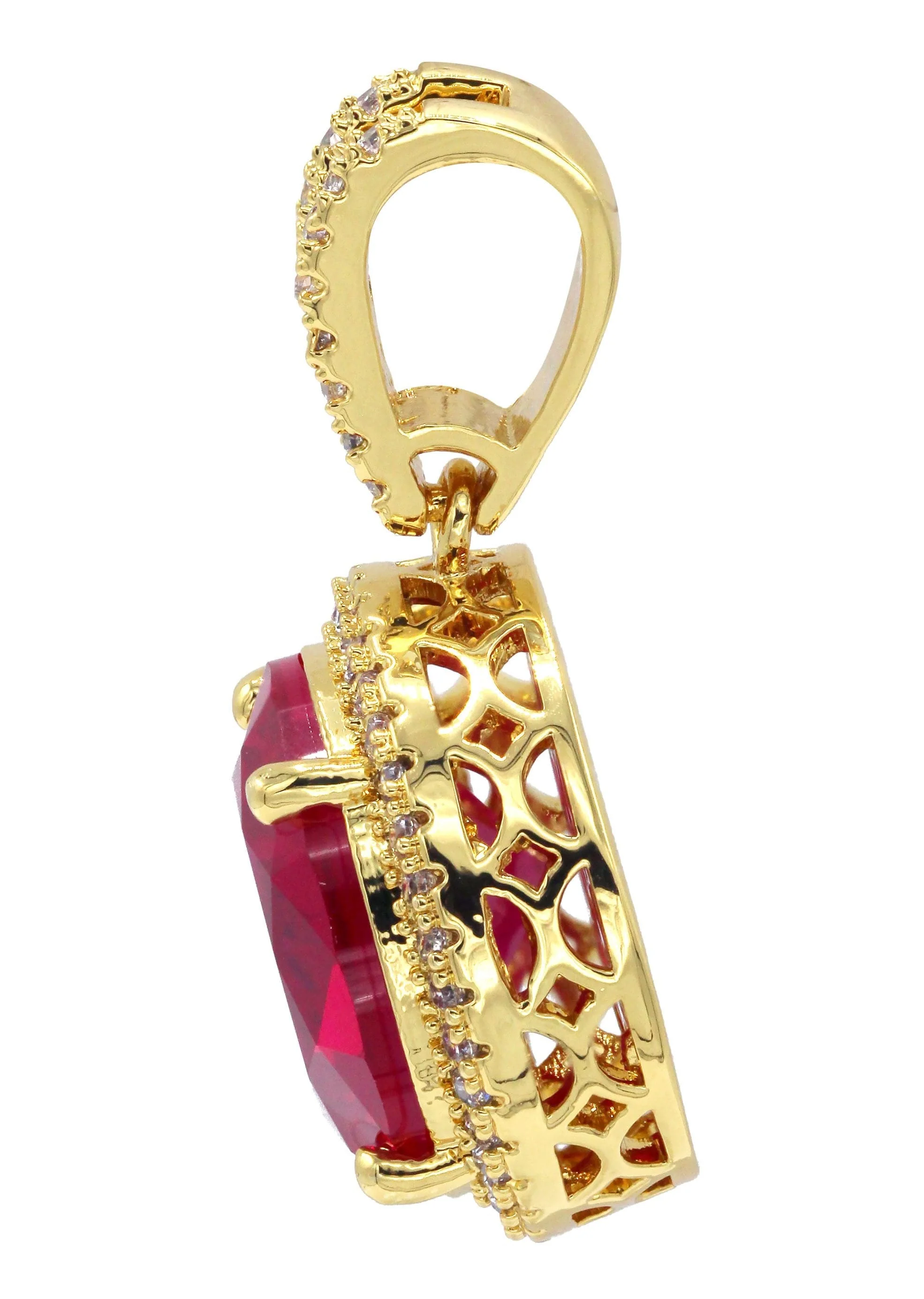 Mens Gold Plated Ruby Pendant | 7.4 Grams - Image 3