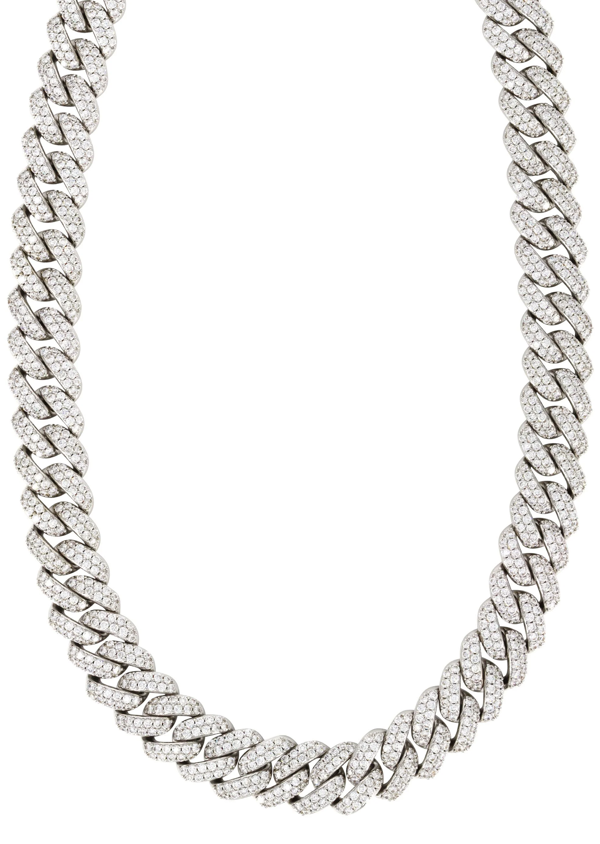 White Gold Plated Mens Iced Out Miami Cuban Link Chain - Image 3