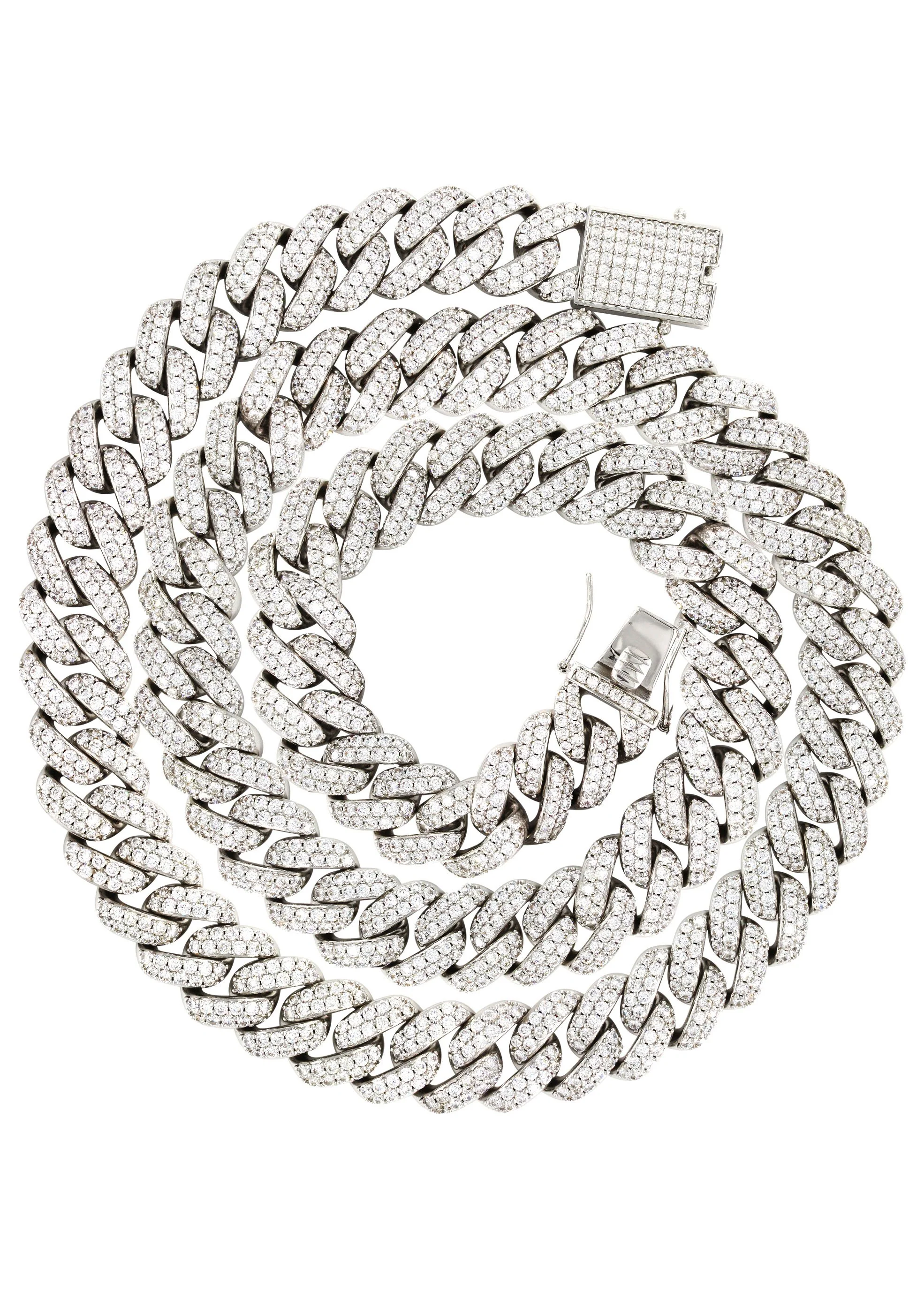 White Gold Plated Mens Iced Out Miami Cuban Link Chain - Image 4