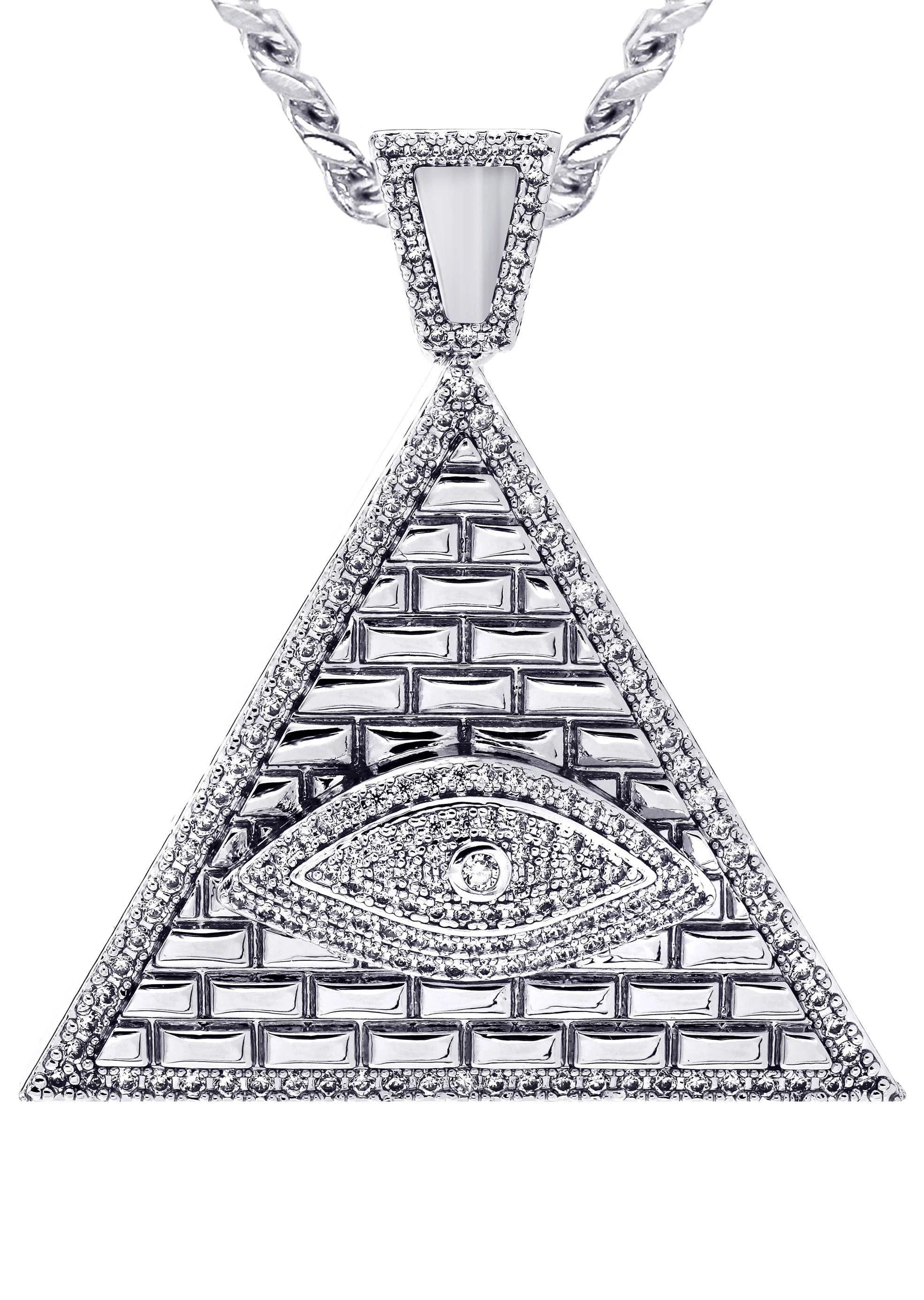 White Gold Plated Cuban Link Chain & Illuminate Pendant | Appx. 27.3 Grams - Image 2