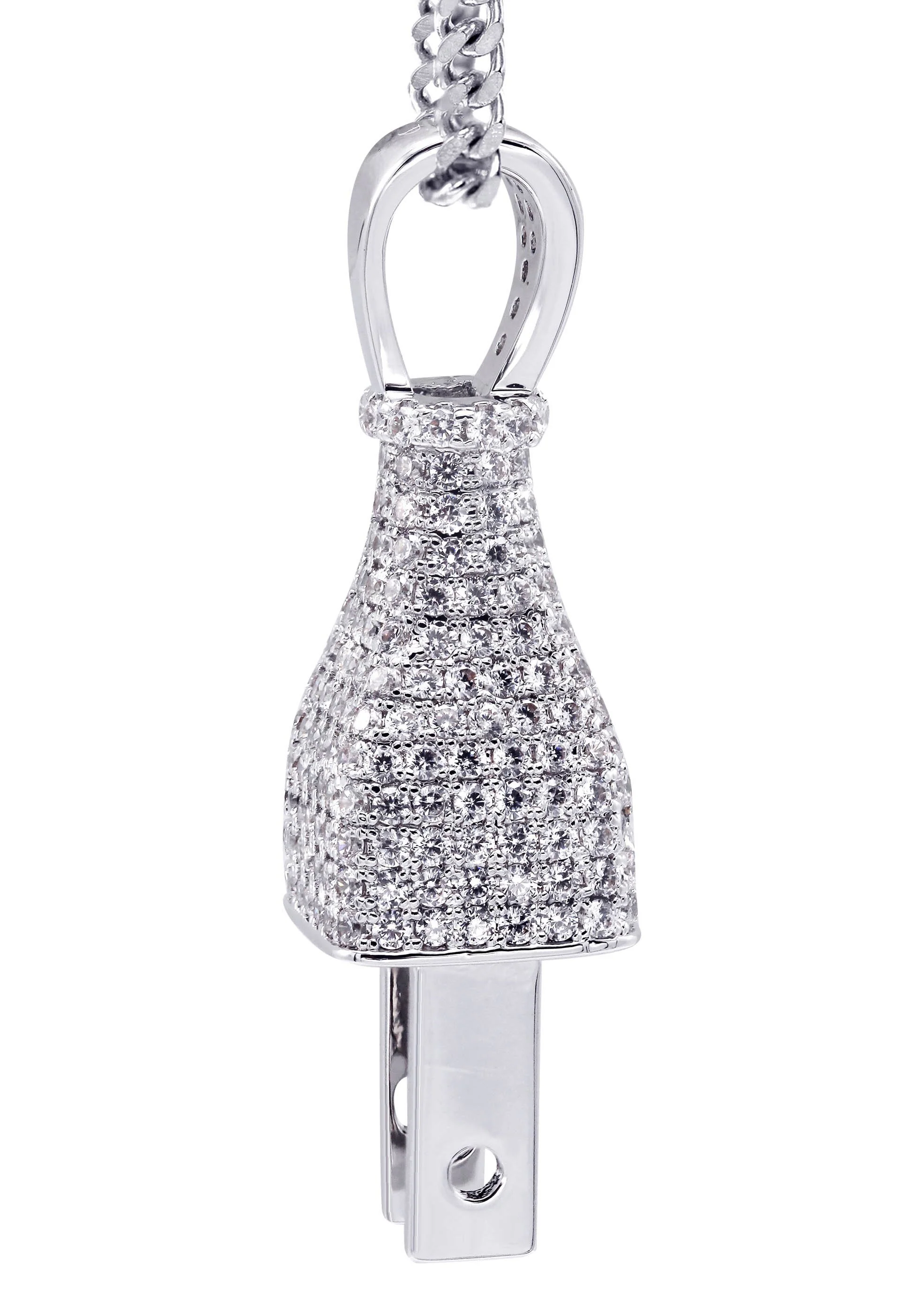 White Gold Plated Cuban Link Chain & Plug Pendant | Appx. 22.7 Grams - Image 4