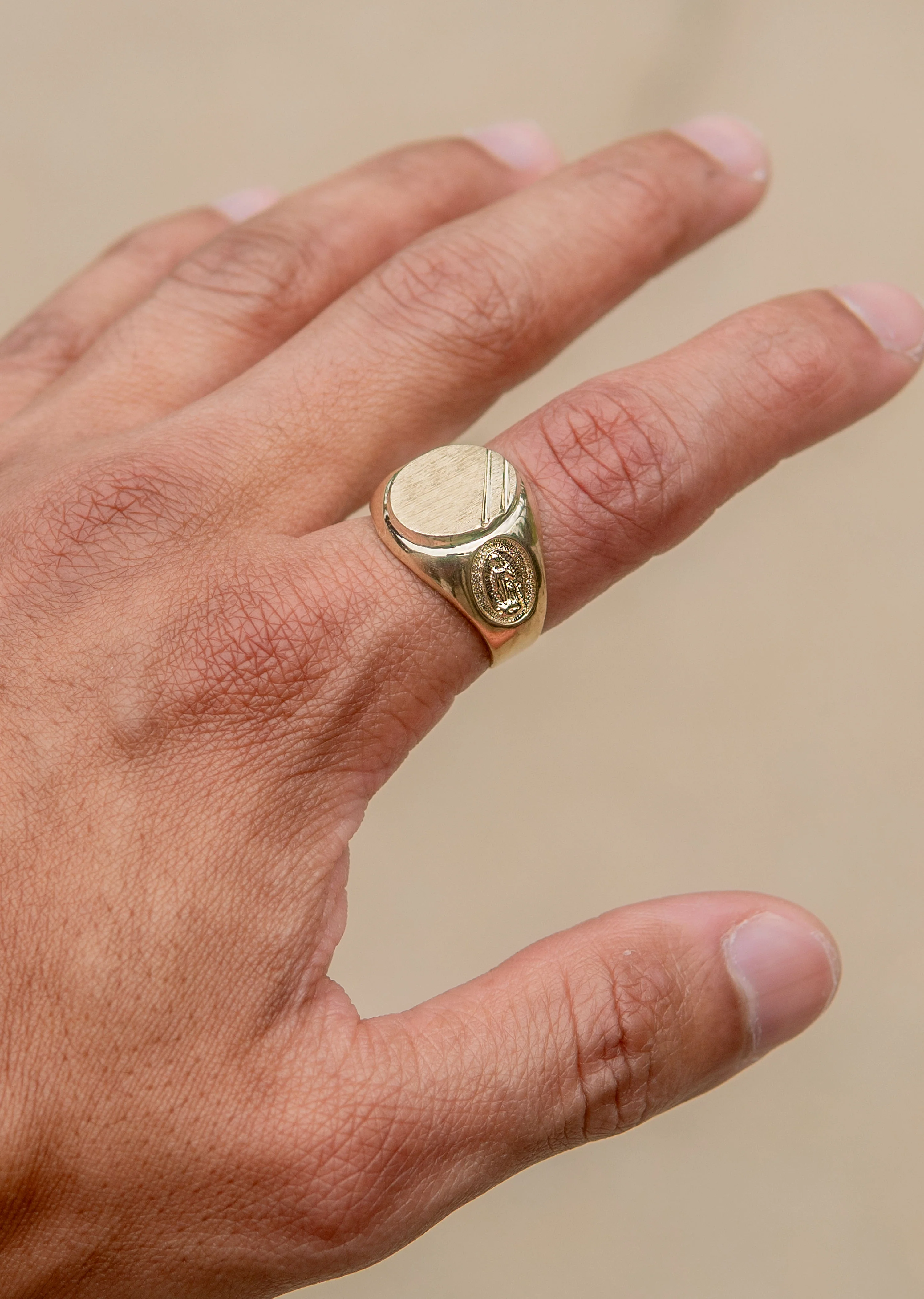 Mens Virgin Mary Signet Ring - 10K Gold | 6 Grams - Image 5