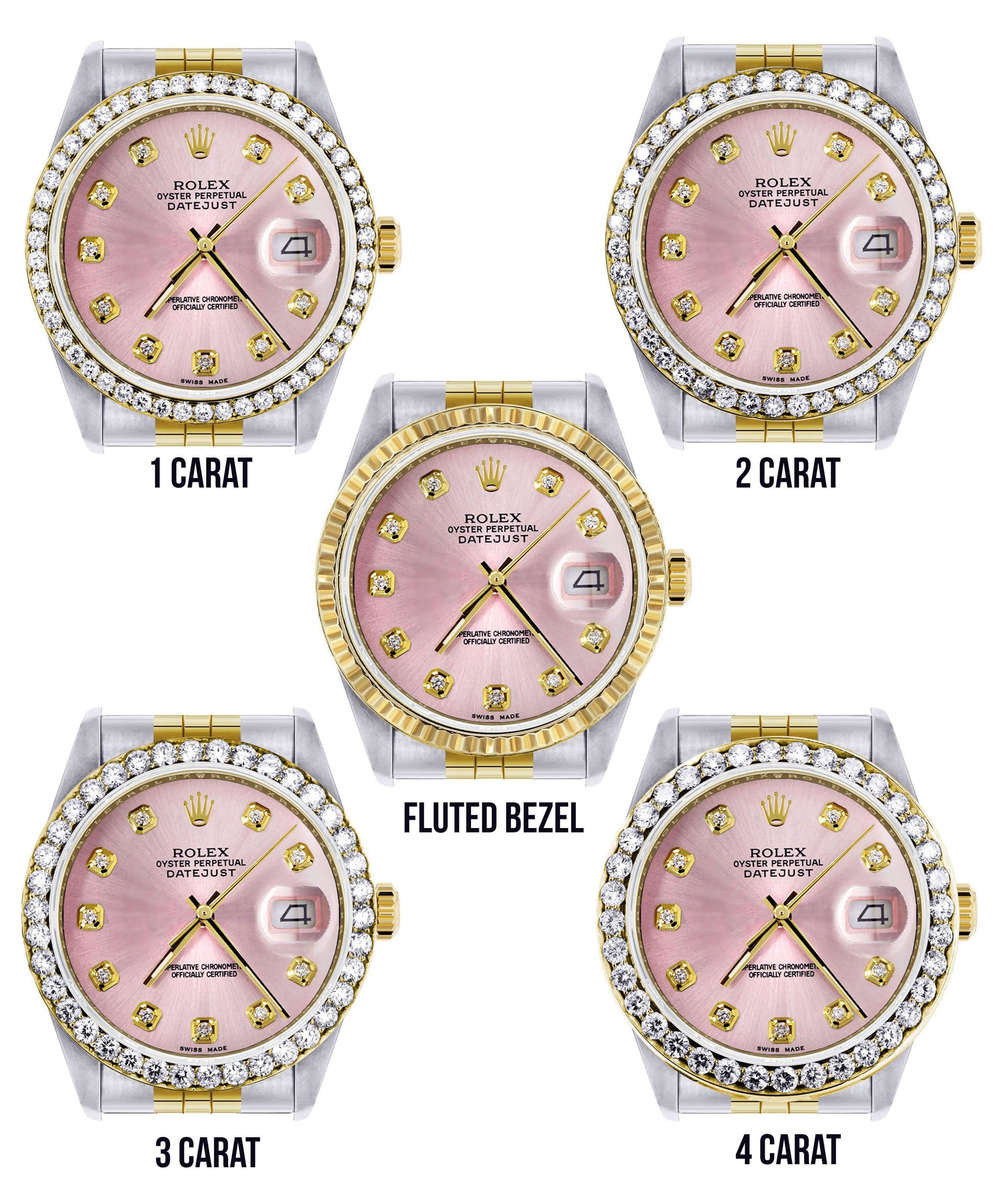 Gold Rolex Datejust  Watch 16233 for Men | 36Mm | Pink Dial | Jubilee Band - Image 3
