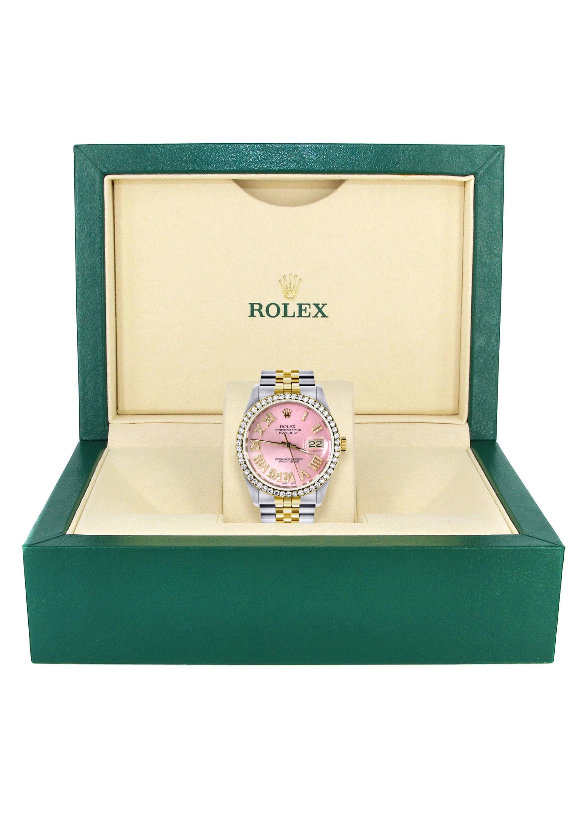 Gold & Steel Rolex Datejust Watch 16233 for Men | 36Mm | Pink Roman Dial | Jubilee Band - Image 7