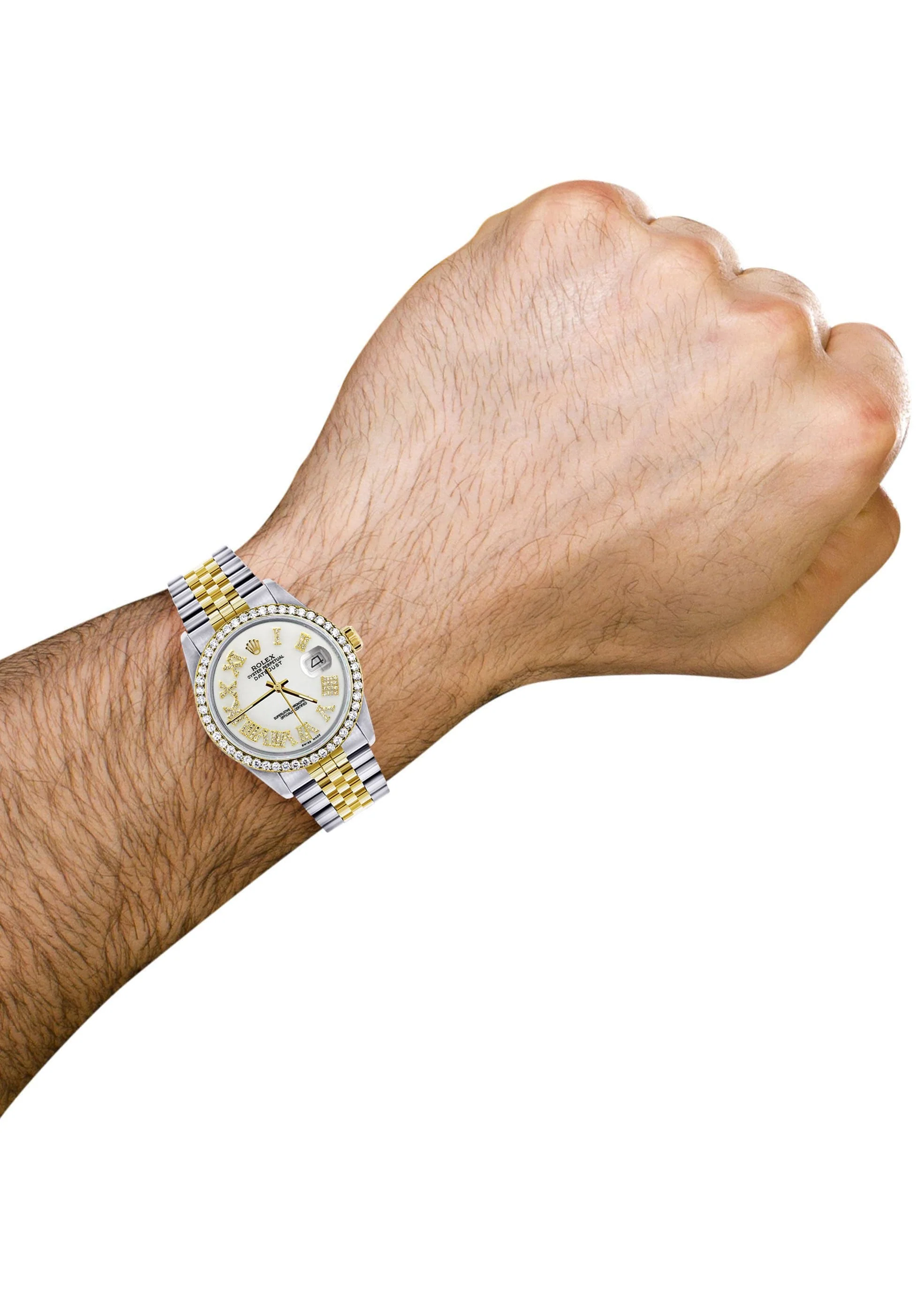 Gold & Steel Rolex Datejust Watch 16233 for Men | 36Mm | White Roman Dial | Jubilee Band - Image 4