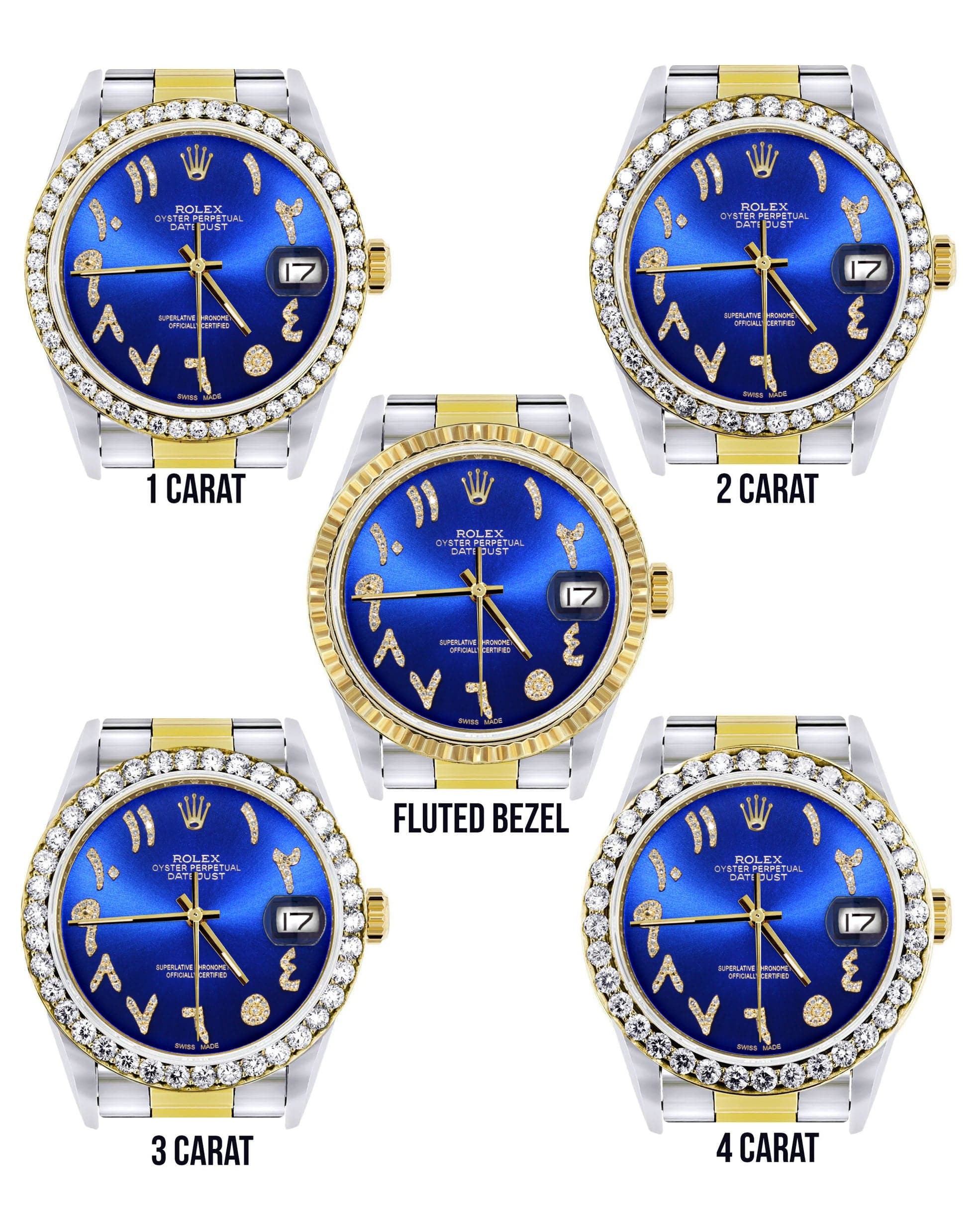 Gold & Steel Rolex Datejust Watch 16233 for Men | 36Mm | Royal Blue Arabic Diamond Dial | Oyster Band - Image 3