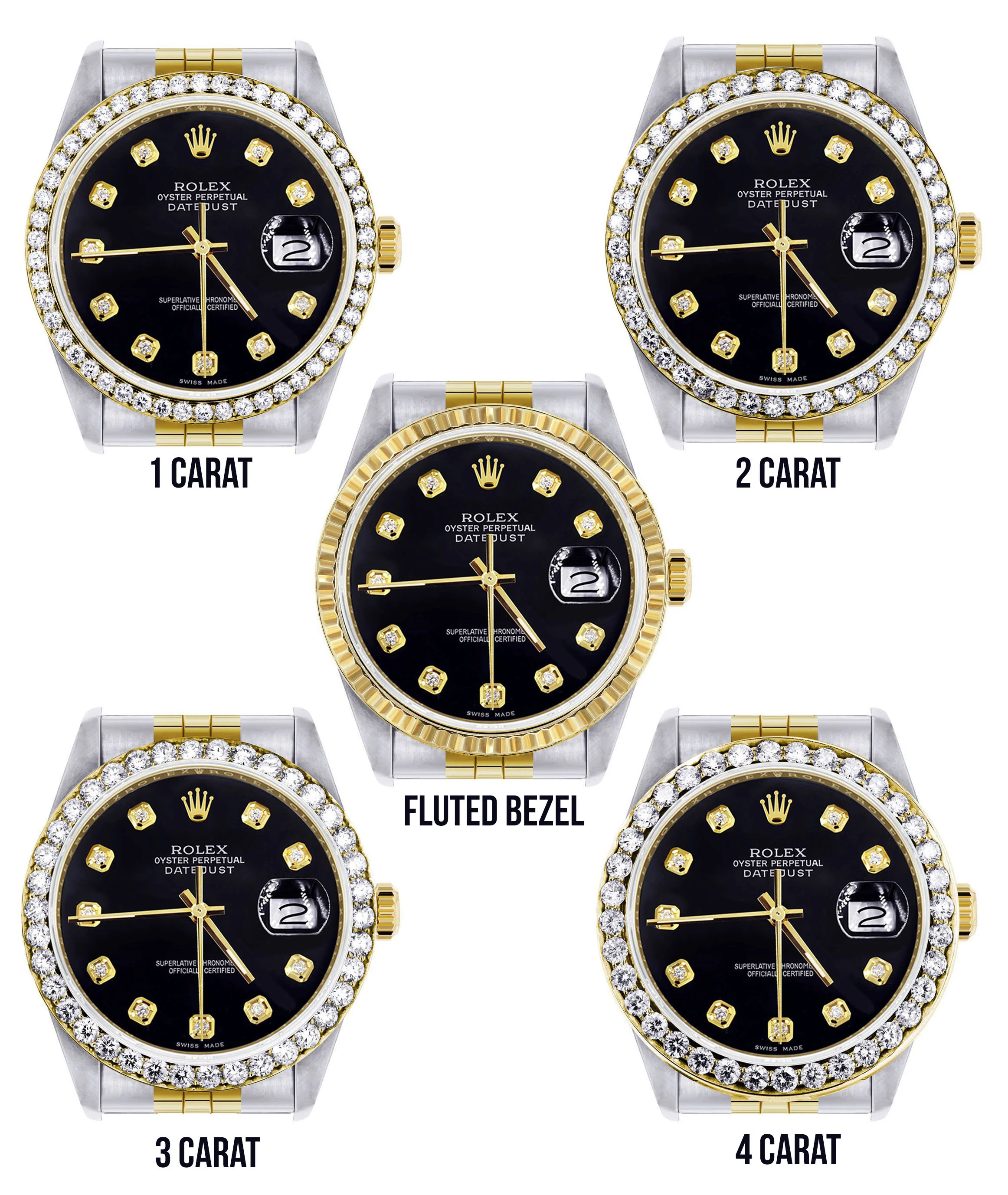 Womens Gold Rolex  Datejust Watch 16233 | 36Mm | Black Dial | Jubilee Band - Image 3