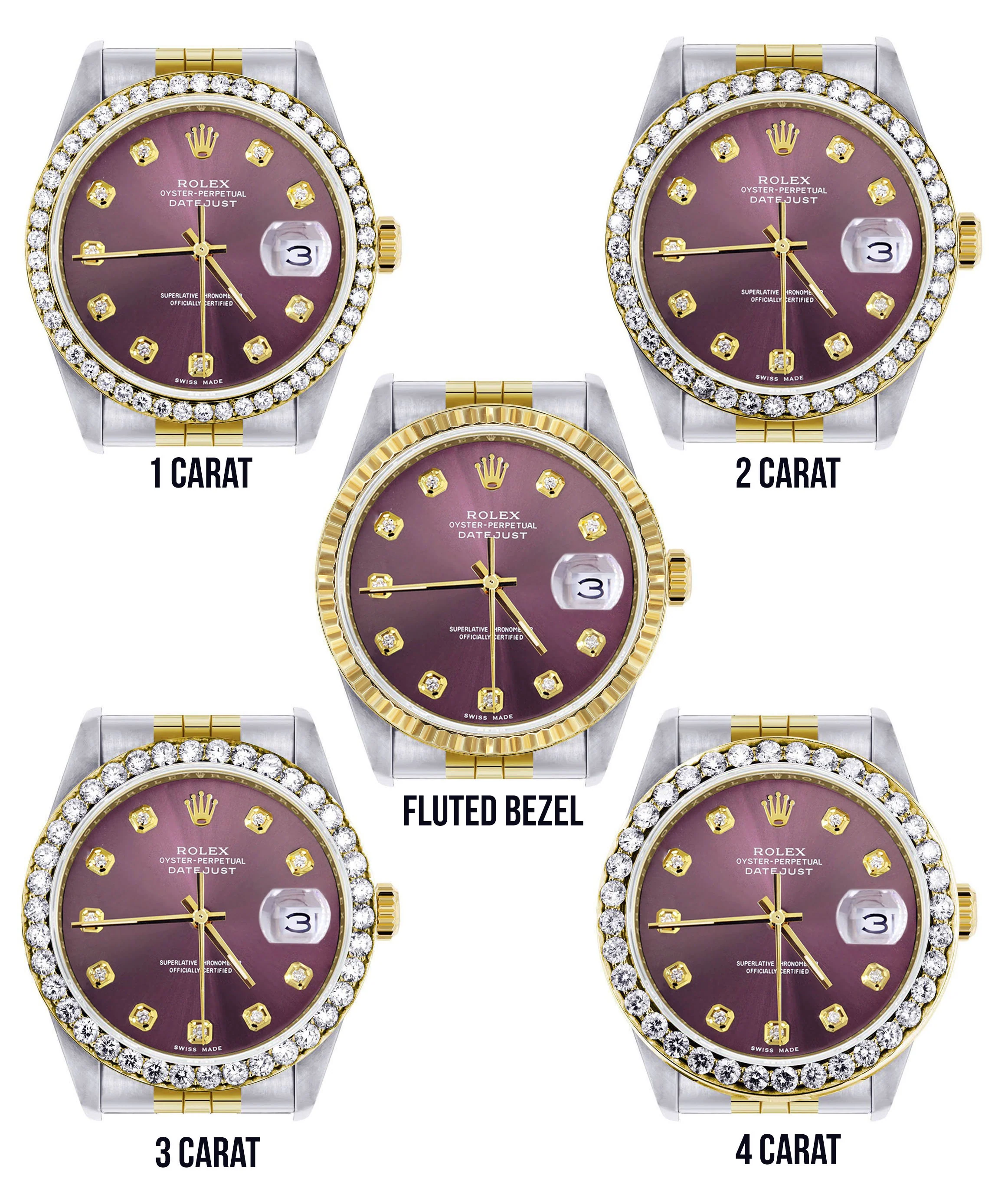 Womens Diamond Rolex Datetjust Watch 16233 | 36Mm | Purple Dial | Jubilee Band - Image 3