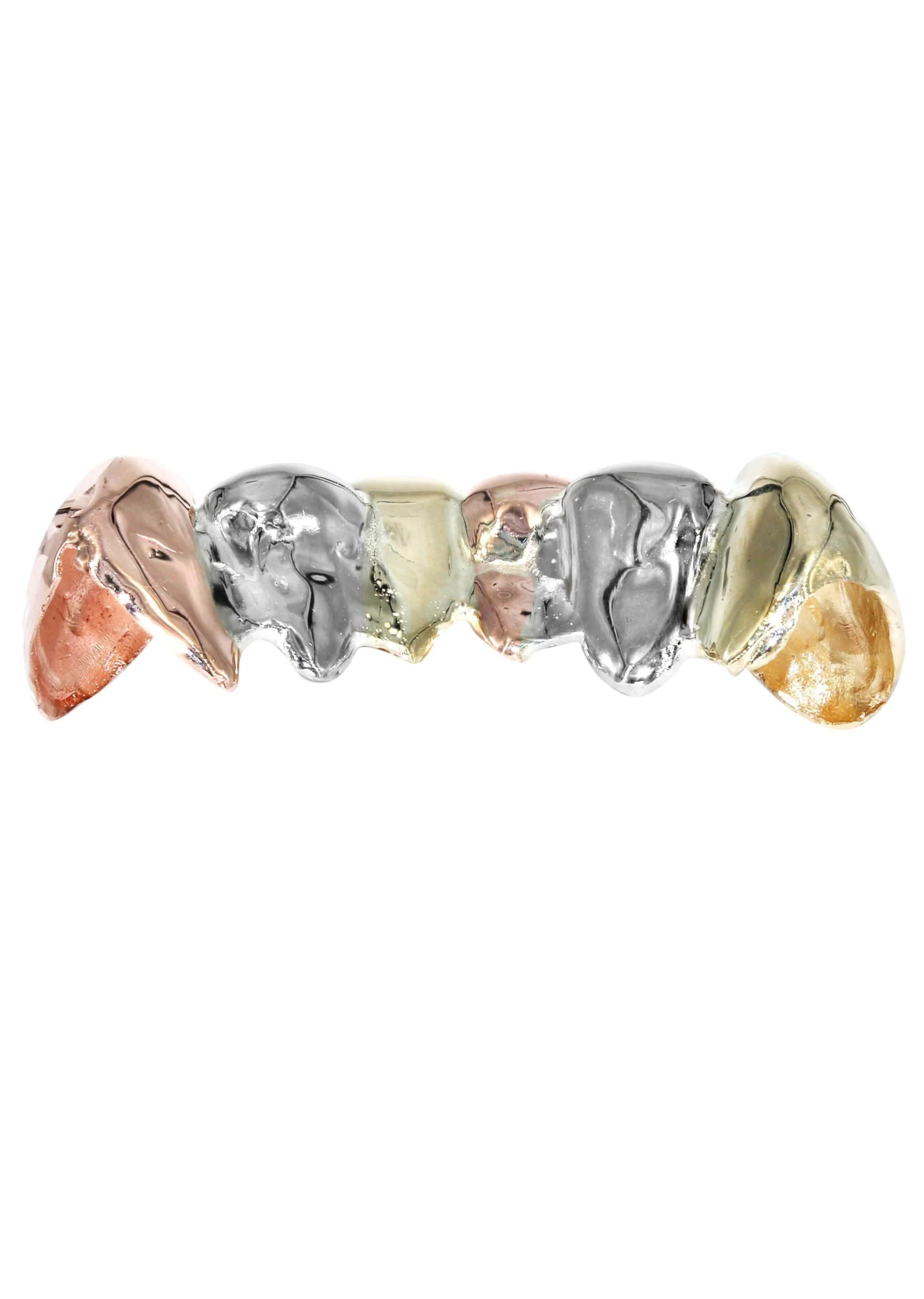 6 Teeth Diamond Tri Color Grillz Diamond Cut - Image 3