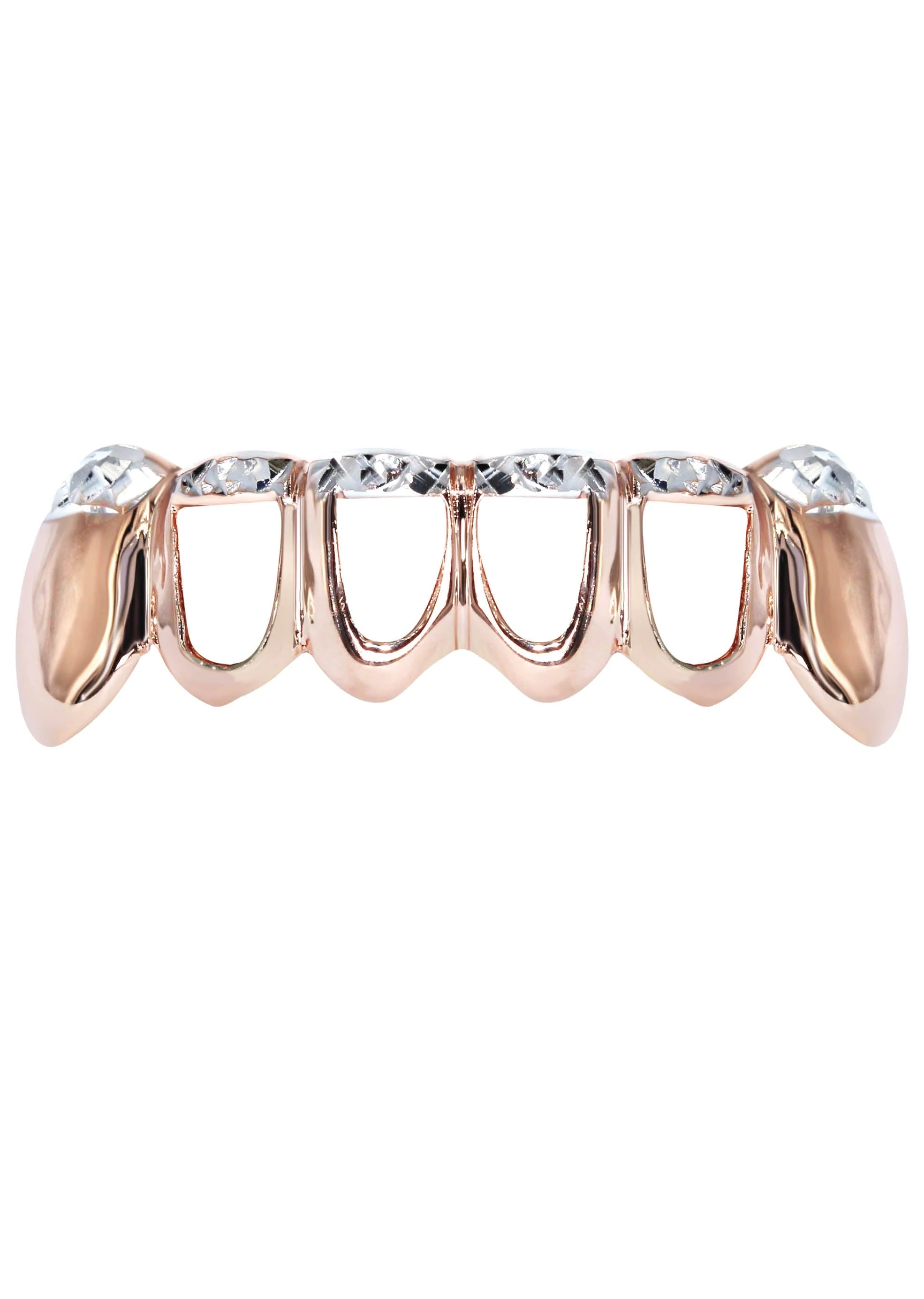 Gold 6 Teeth Two Tone Diamond Cut Grills