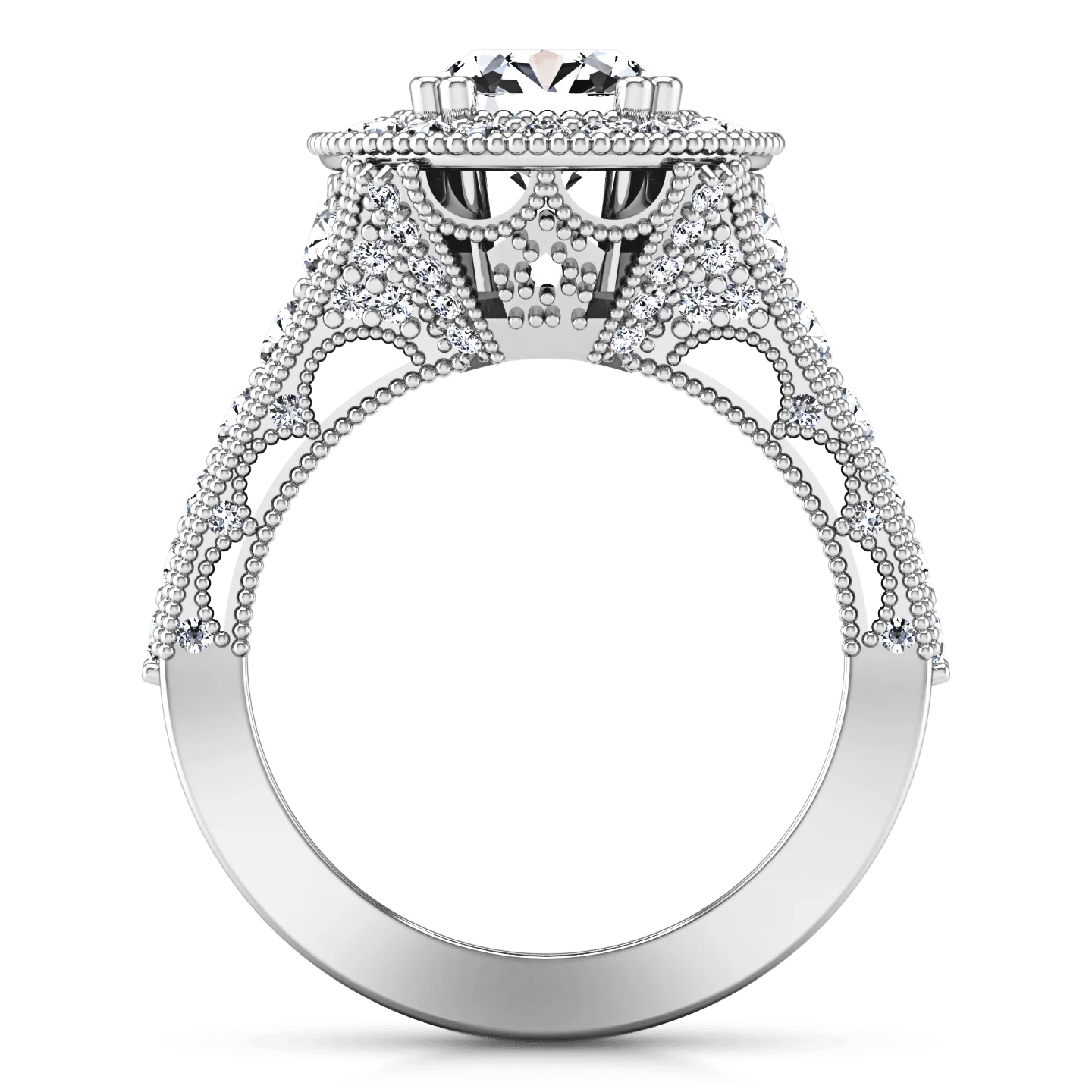 Round Diamond Halo Engagement Ring Angeline 14K White Gold - Image 3