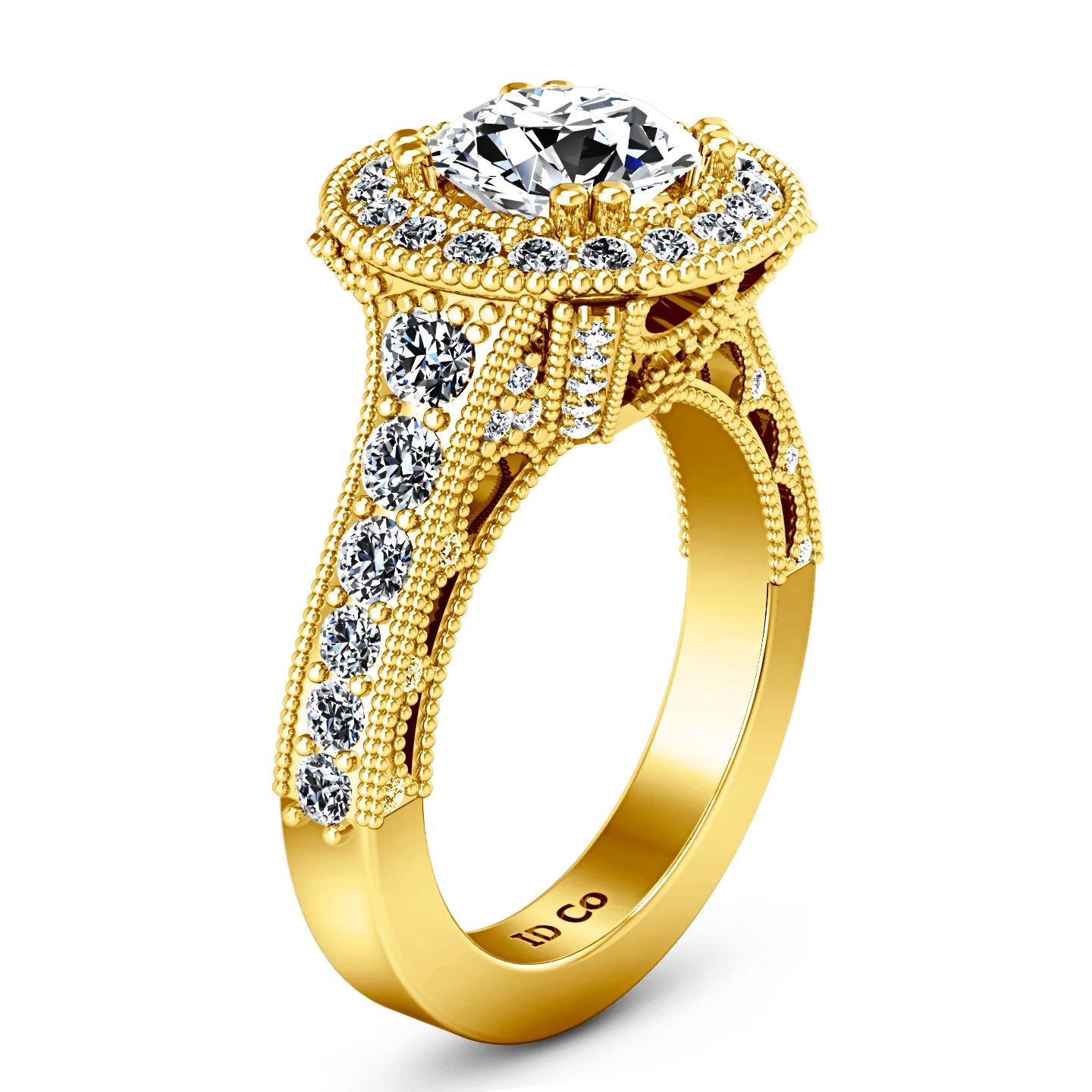 Halo Diamond Engagement Ring Angeline 14K Yellow Gold - Image 2