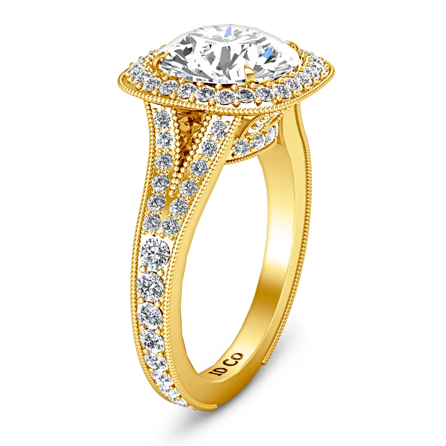 Halo Diamond Engagement Ring Anthea 14K Yellow Gold - Image 2