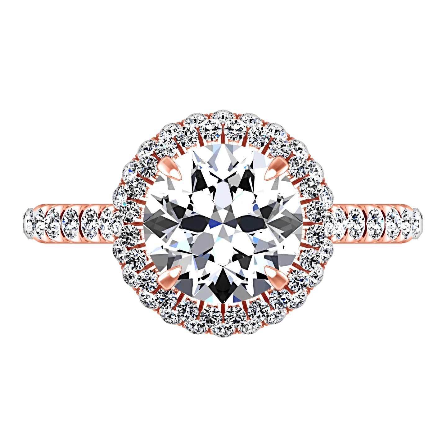 Halo Diamond  Engagement Ring Blossom 14K Rose Gold - Image 4
