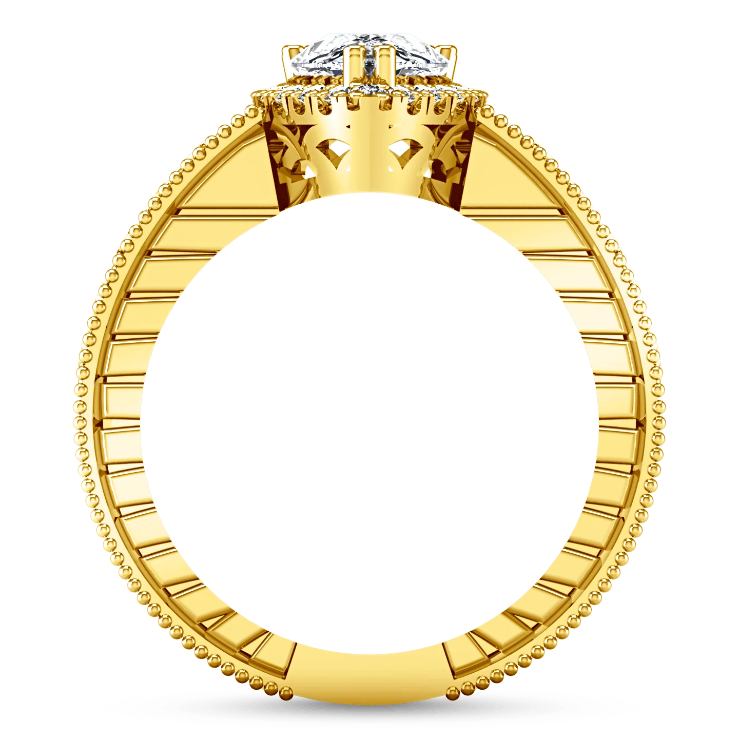Halo Diamond  Engagement Ring Candence  14K Yellow Gold - Image 3