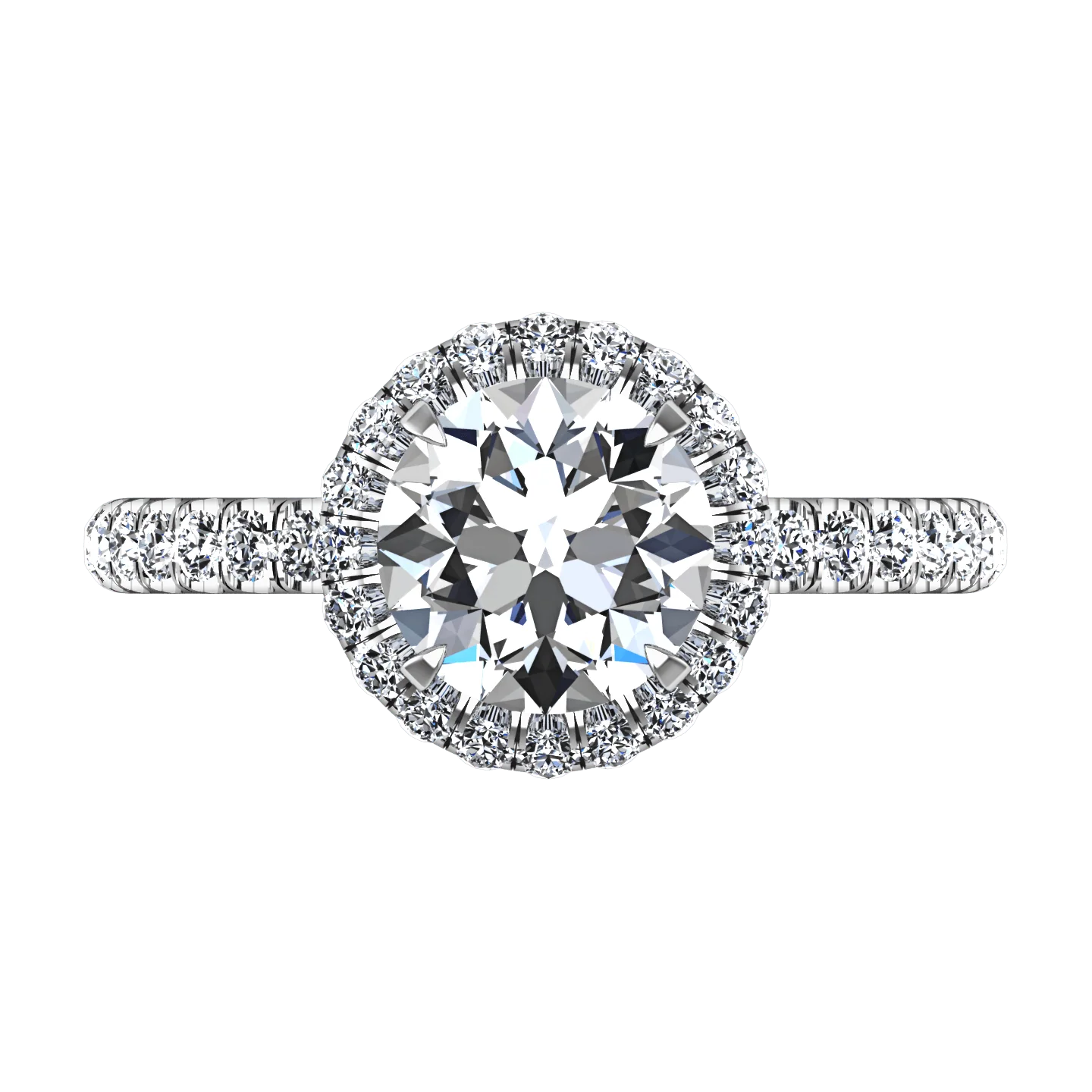 Round Diamond Halo  Engagement Ring Clayton 14K White Gold - Image 4