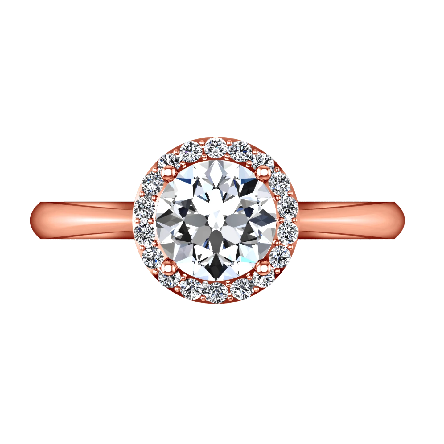 Halo Diamond  Engagement Ring Etoile 14K Rose Gold - Image 4