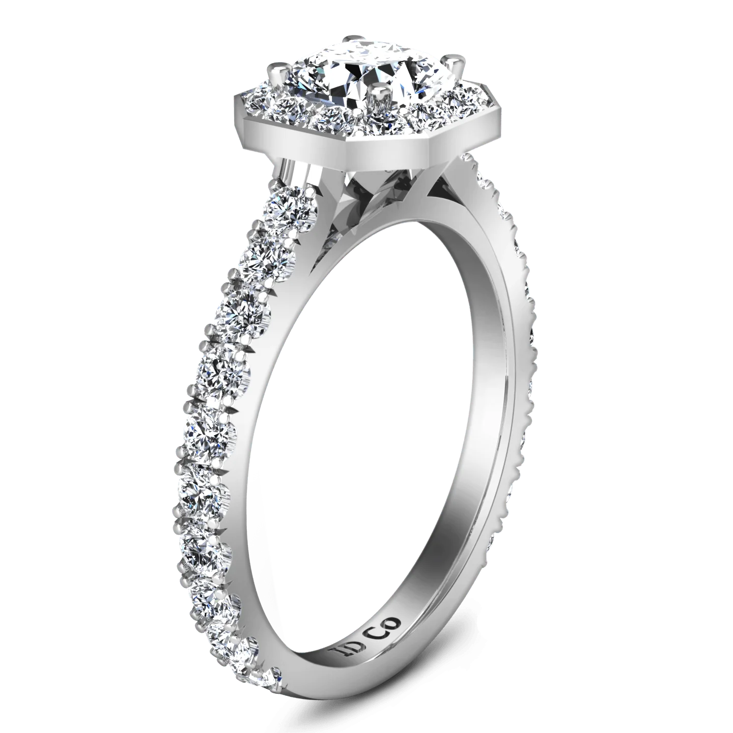 Round Diamond Halo Engagement Ring Irina 14K White Gold - Image 2