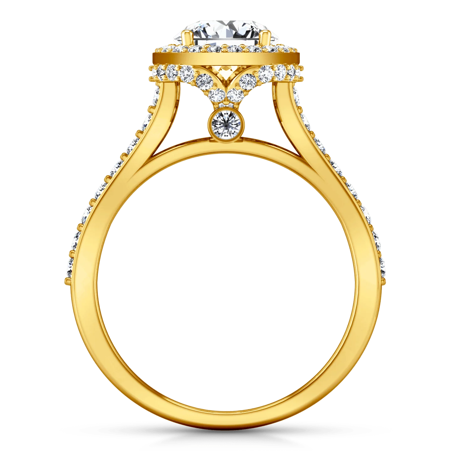 Halo Diamond Engagement Ring Milana 14K Yellow Gold - Image 3