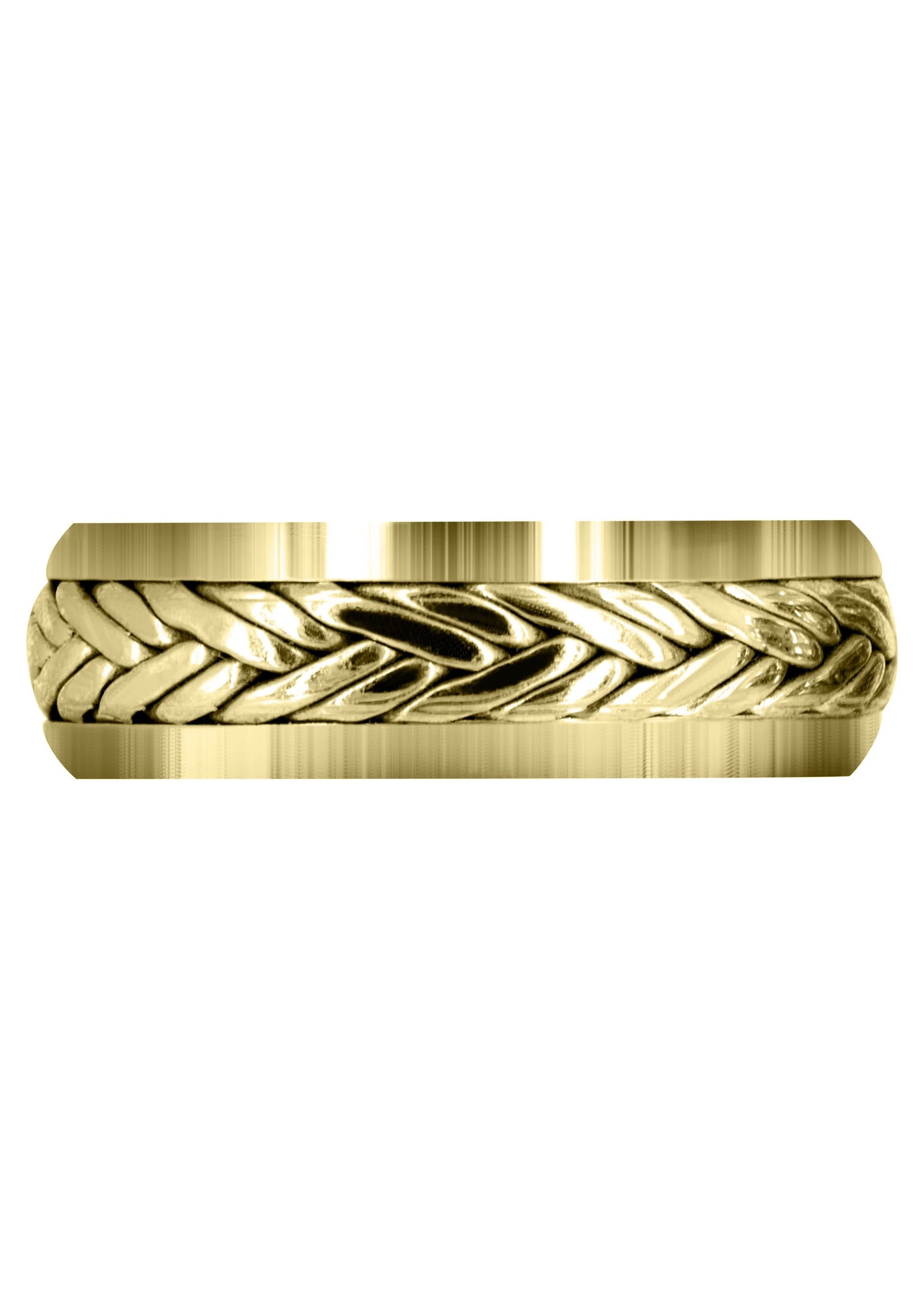 Yellow Gold Hand Woven Mens Wedding Band | High Polish Finish (Ryker) - Image 2